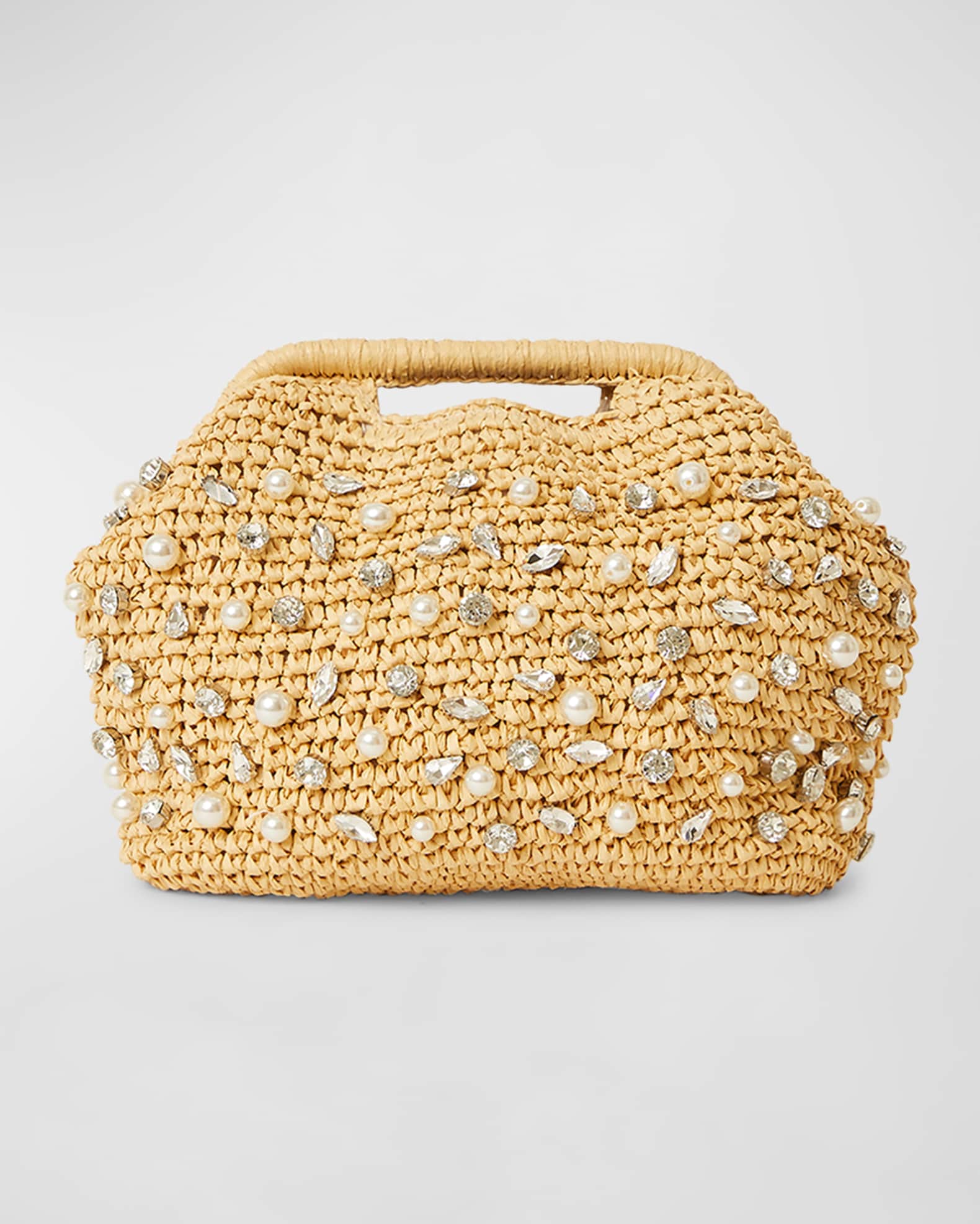 Gold straw clutch bag Clearance