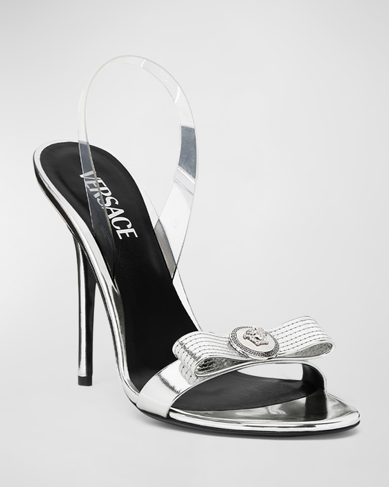 Gianni Ribbon Metallic Halter Sandals