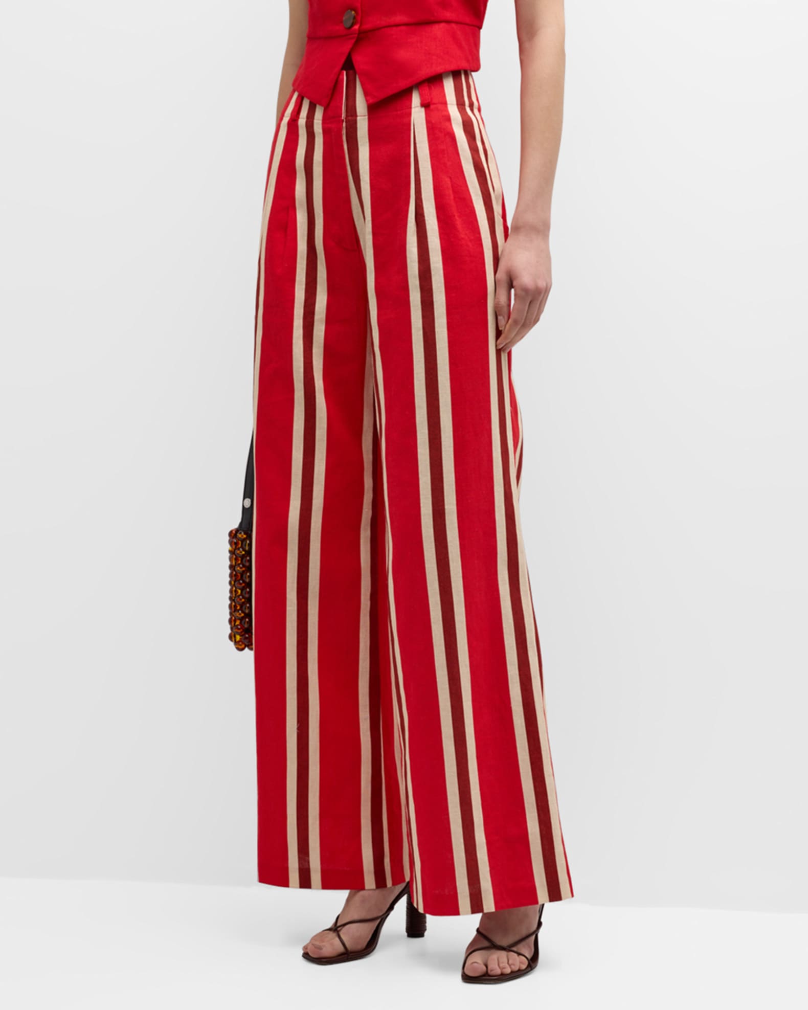 Bloo High-Waist Wide-Leg Linen Pants 0