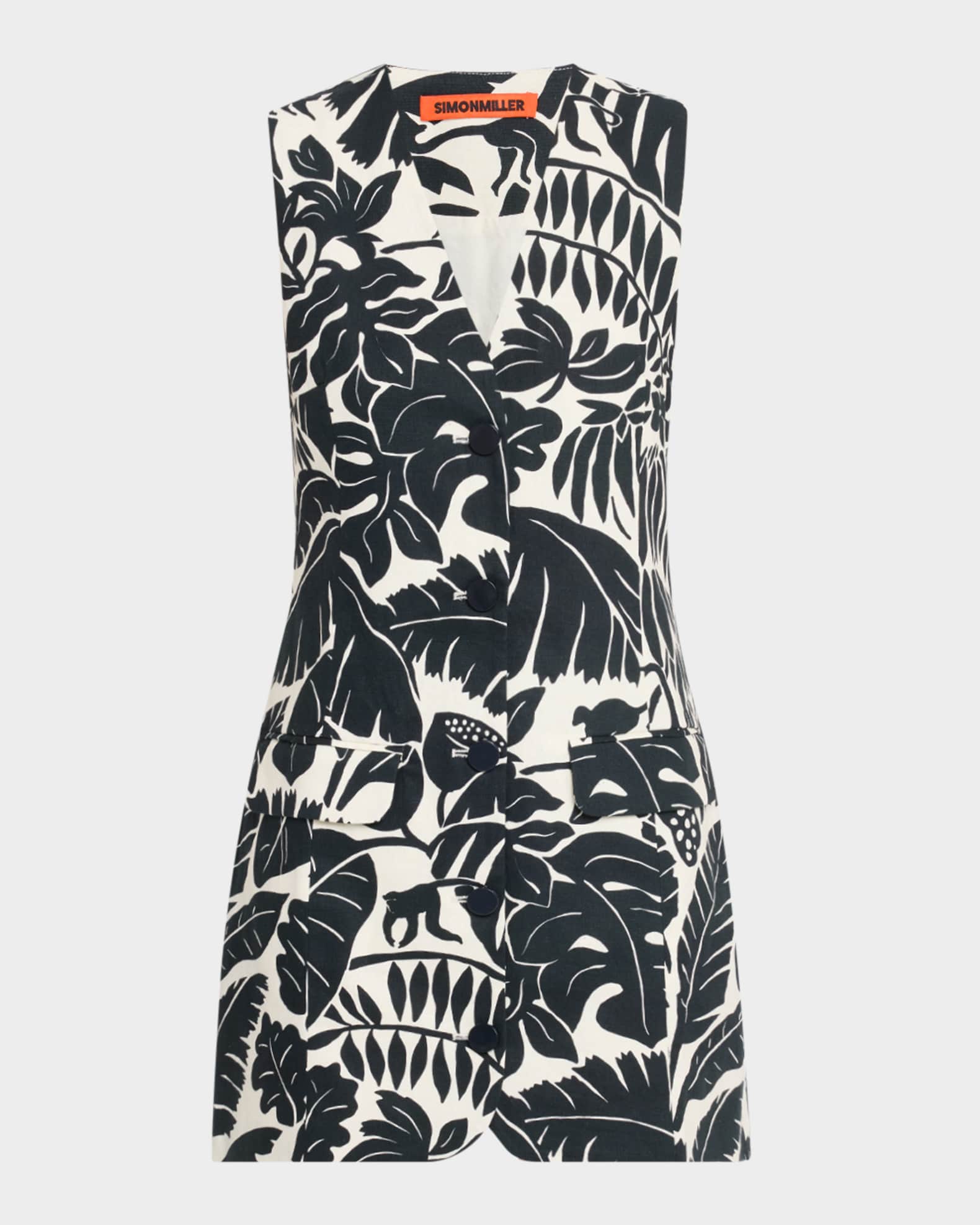 Carob Striped Linen Cotton Sleeveless Mini Dress 0