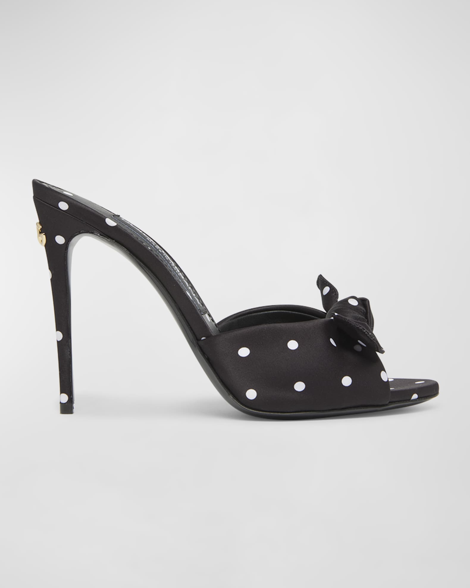 Polka Dot Satin Bow Mule Sandals 0