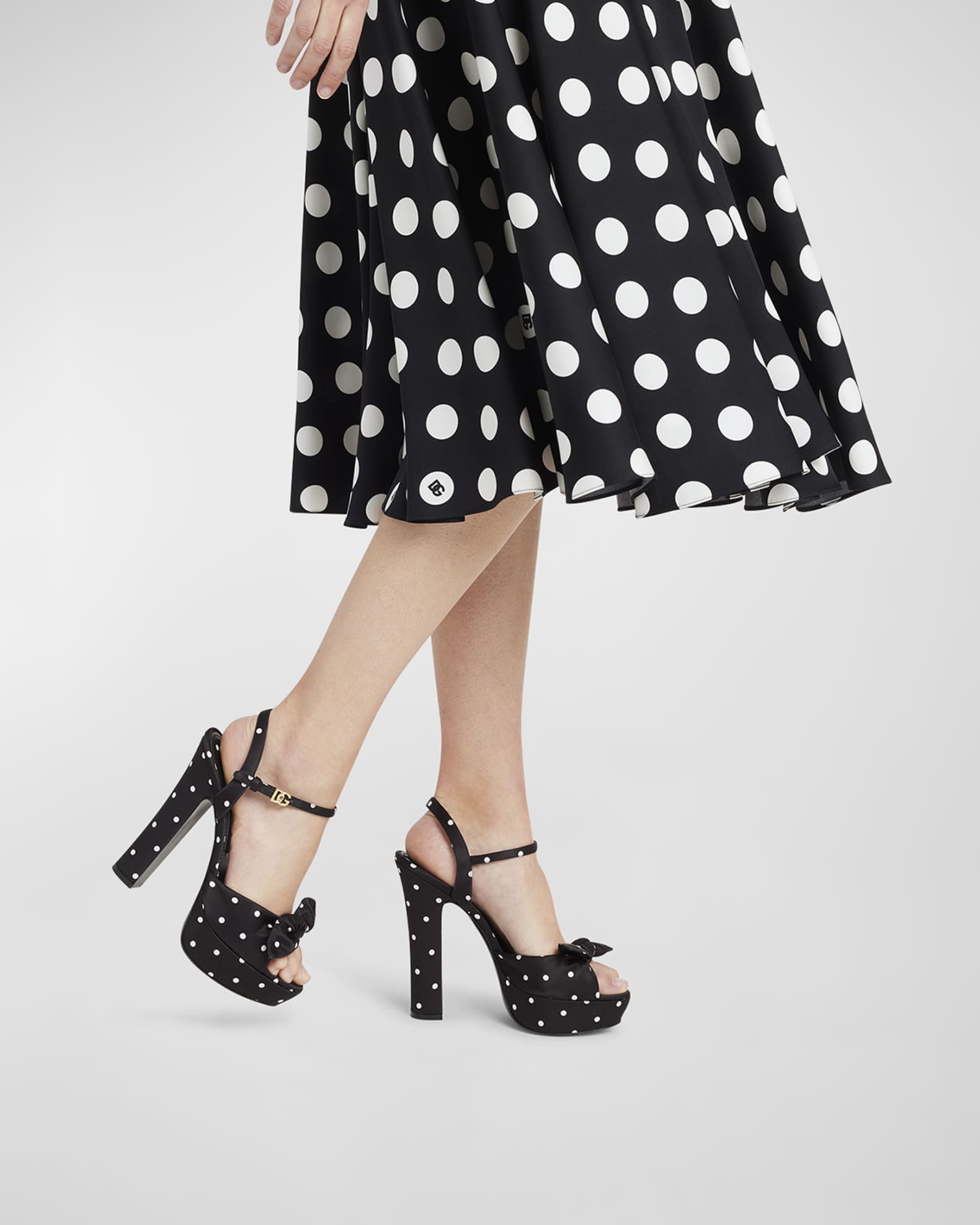 Keira Polka Dot Bow Platform Sandals 1