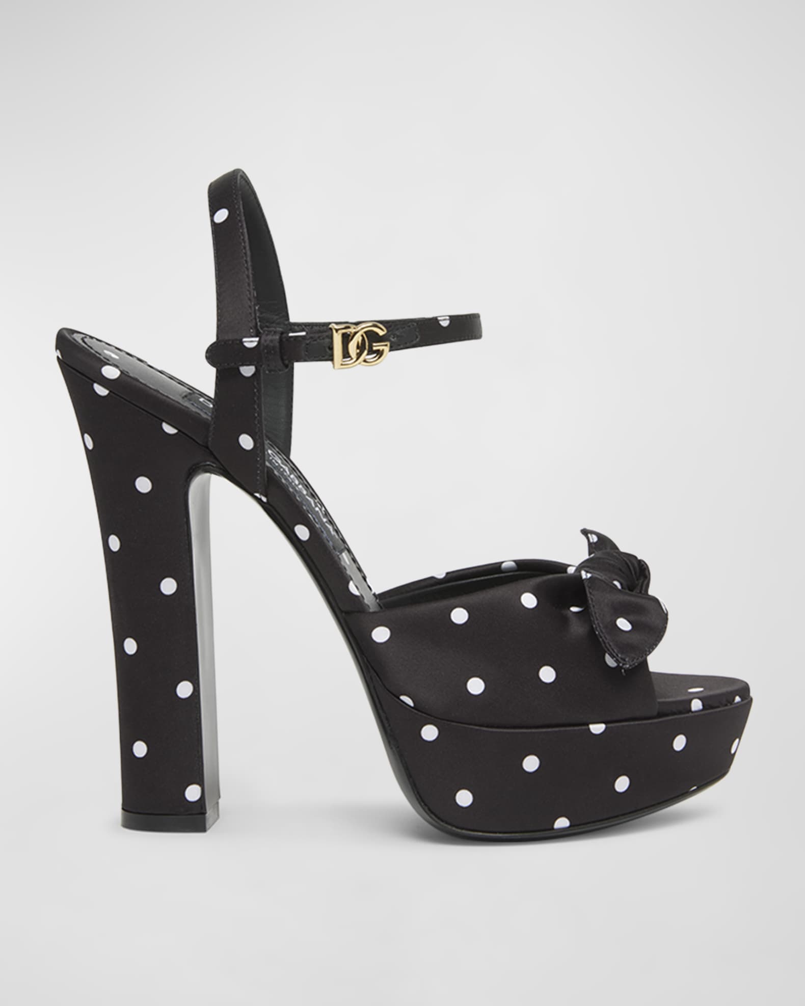 Keira Polka Dot Bow Platform Sandals 0
