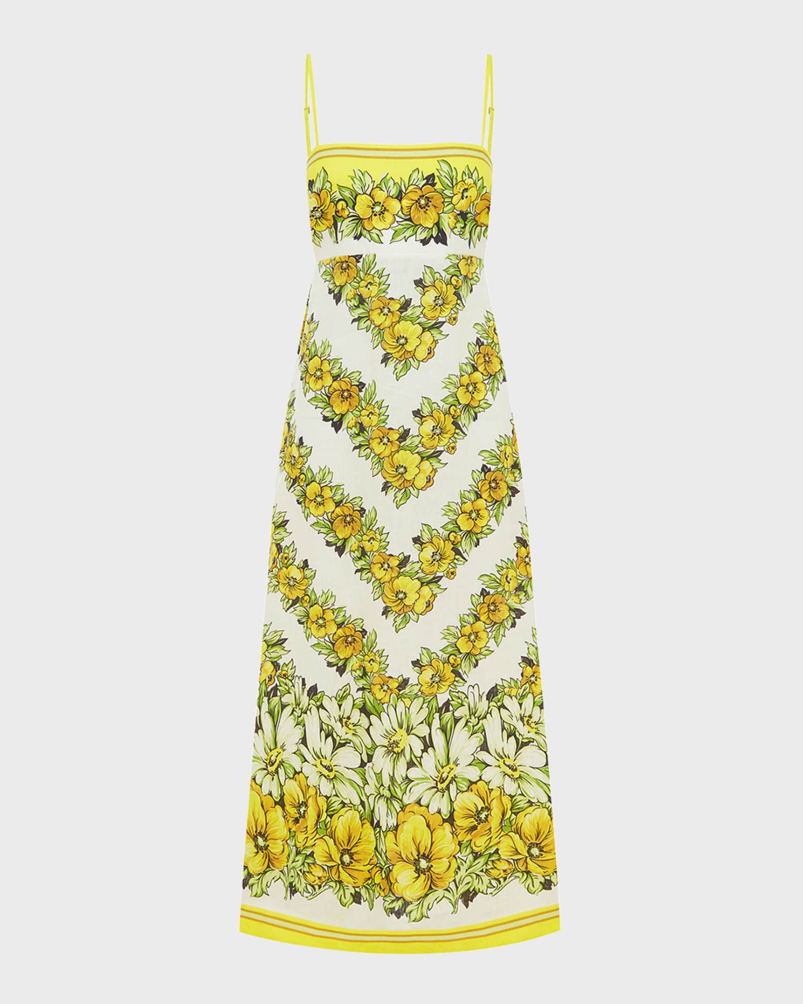 ALEMAIS Gisela Floral Linen Sleeveless Midi Dress