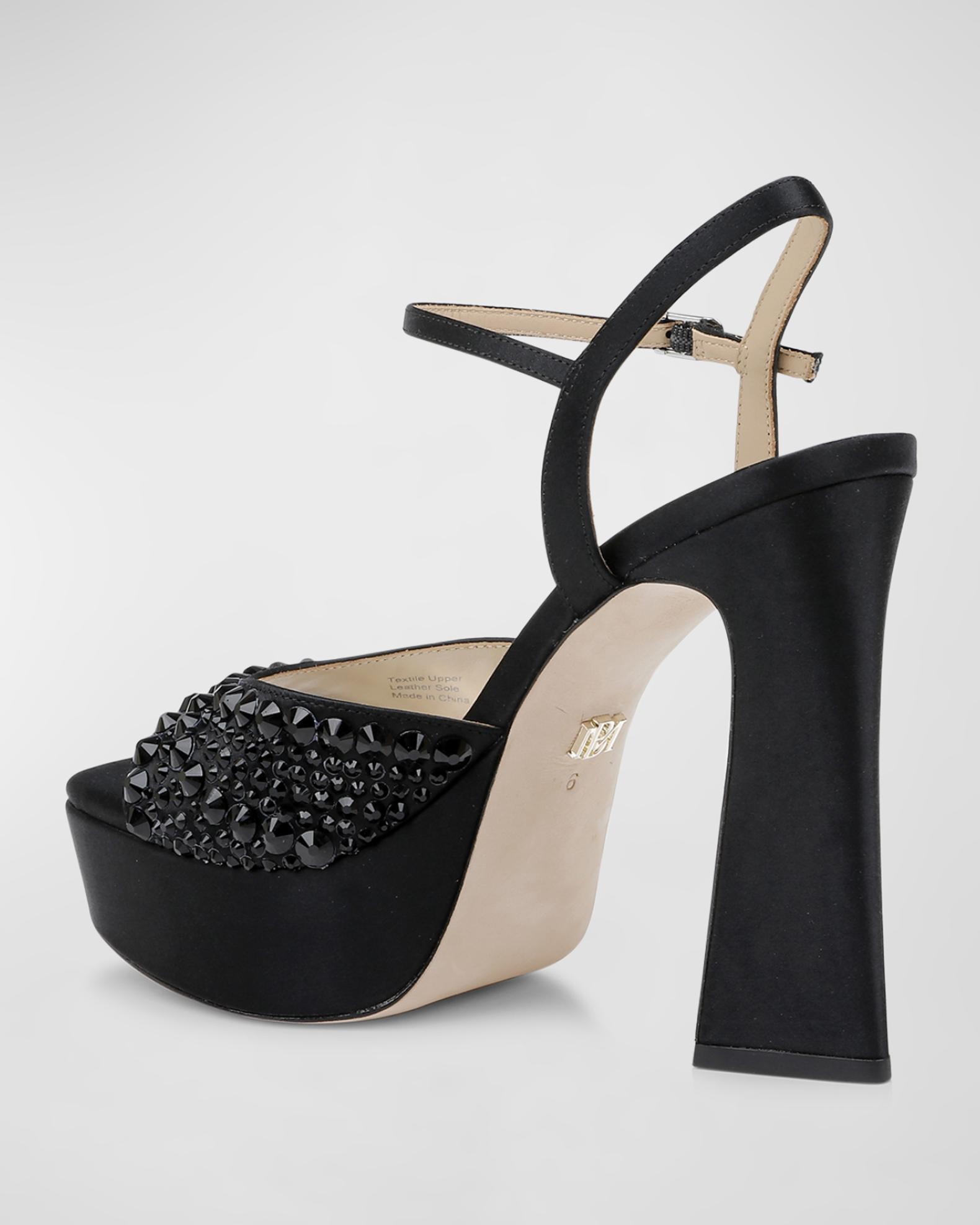 Badgley Mischka Bryleigh Pearly Silk Platform Sandals | Neiman Marcus