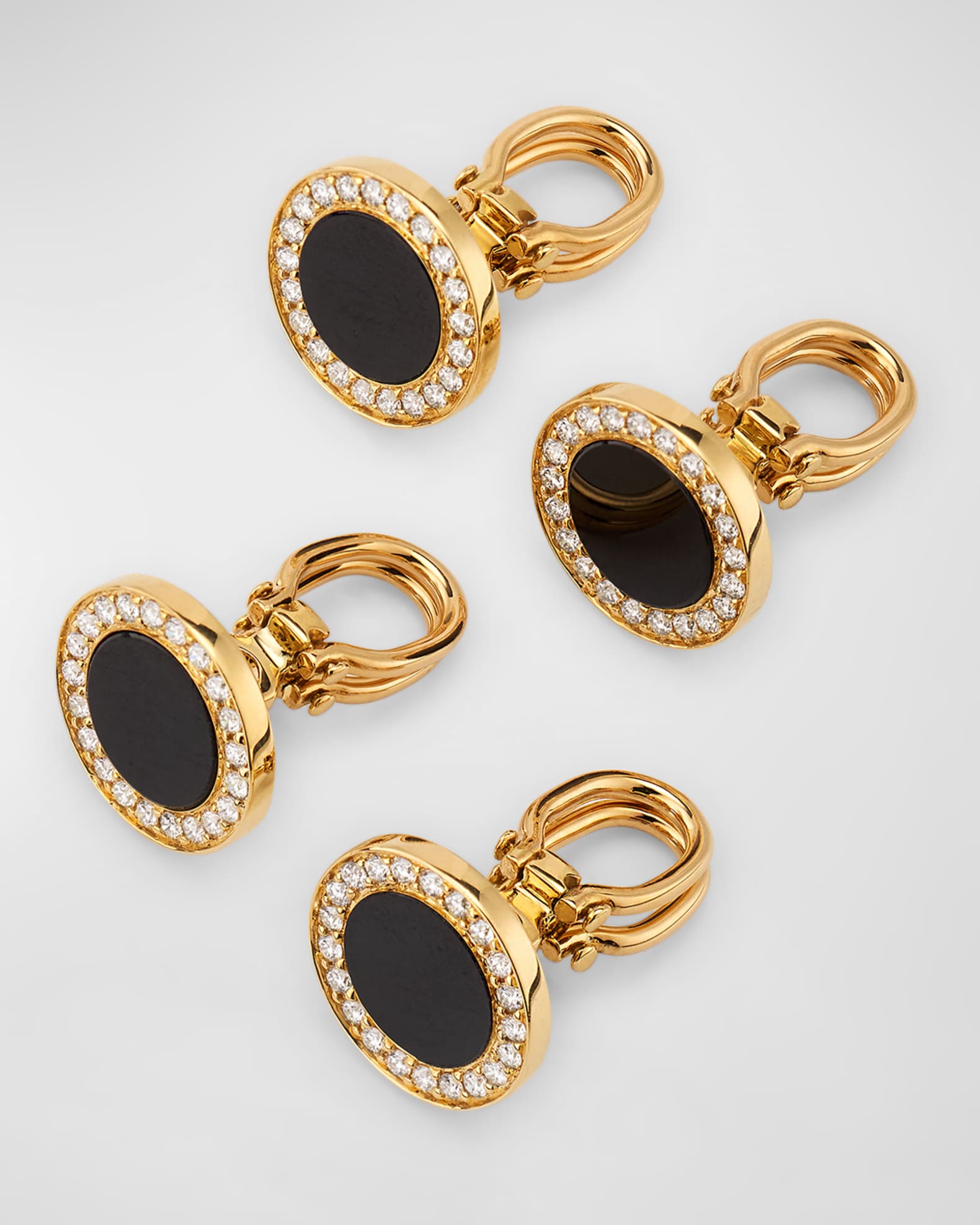 babylclub Gold studs top black トップス 18k Yellow Gold 4-Prong Basket Round Black Diamond Stud