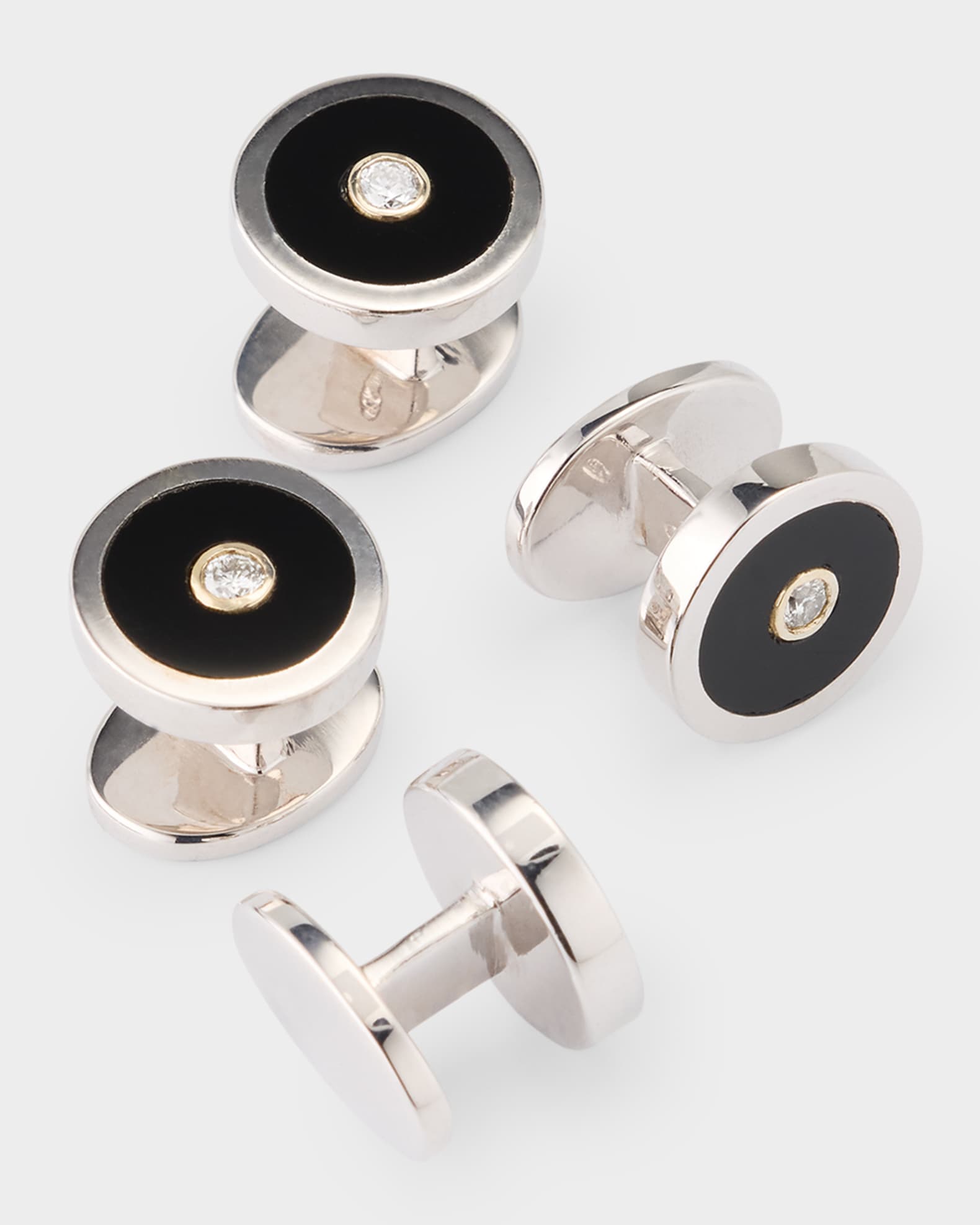 Gold Black Onyx And Crystal Tuxedo Formal Set Cufflinks Studs Set With