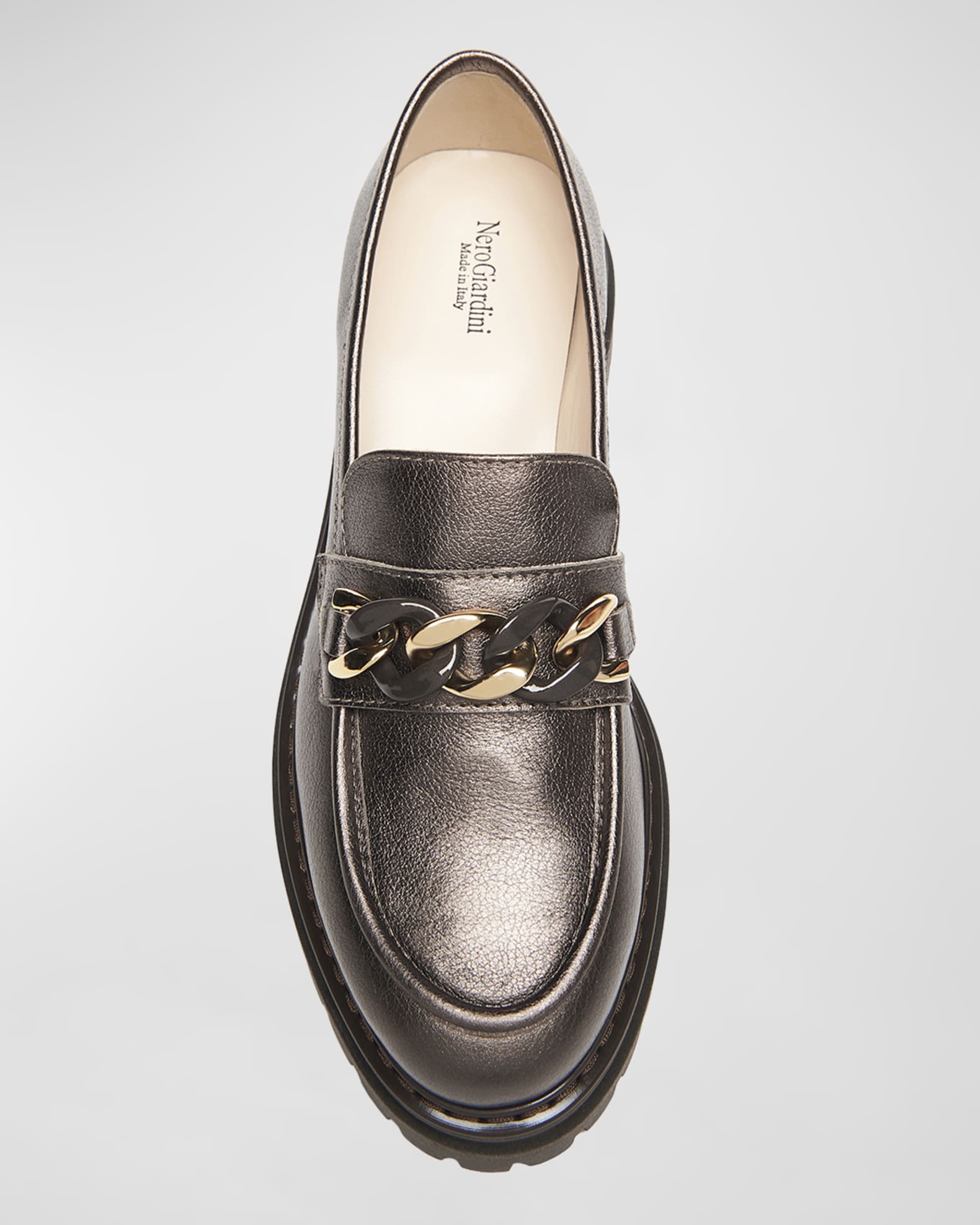 【関税込み】Chain Loafers Close Back in Black Leather luis-cleat-loafer-black-