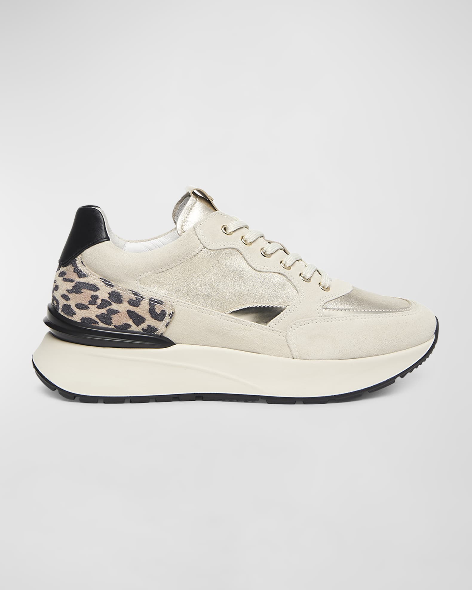 Mixed Leather Retro Fashion Sneakers 0