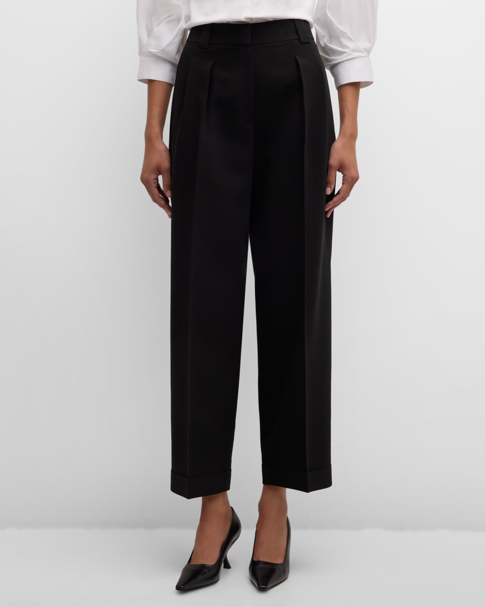 Wyatt High-Rise Pleated Cropped Pants 1