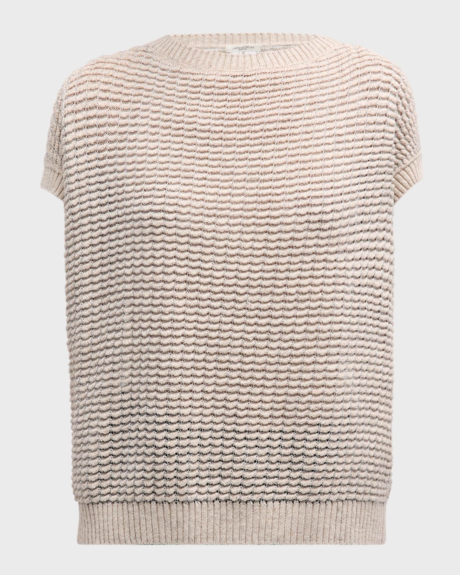 Lafayette 148 New York Short Sleeve Textured Stitch Sweater Neiman Marcus