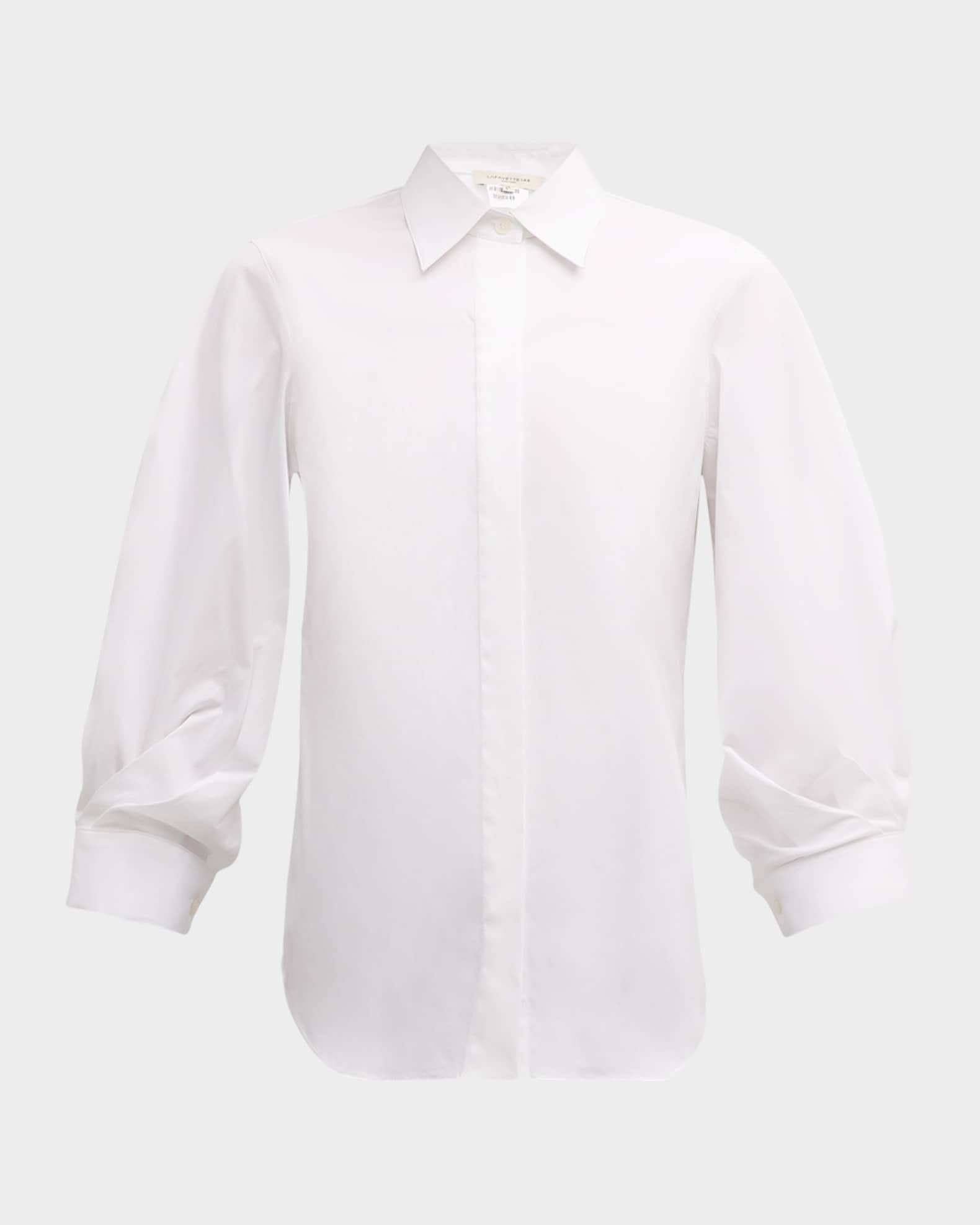 Lafayette 148 New York Pleated Sleeve Cotton Blouse Neiman Marcus