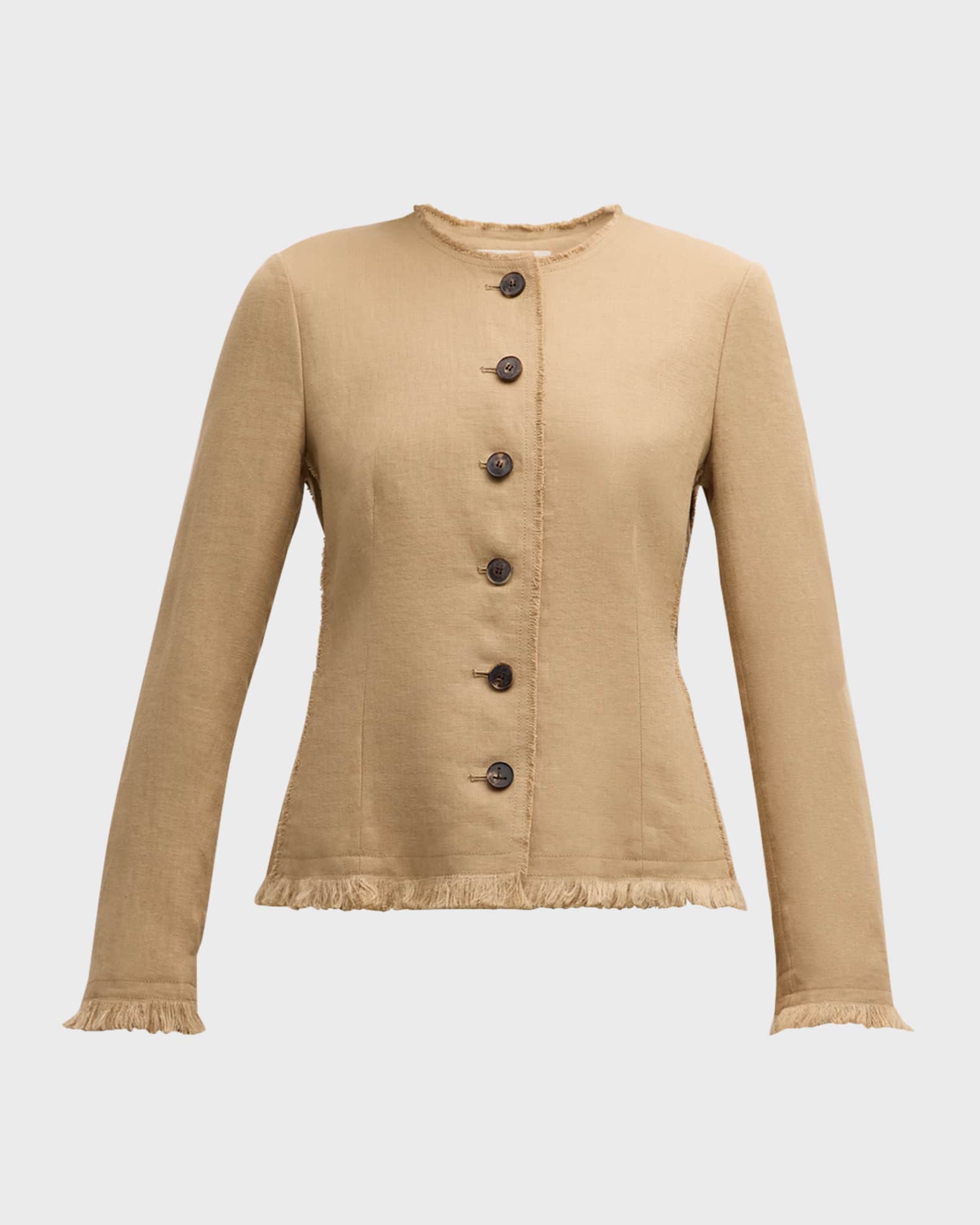 Lafayette 148 New York Fringe-Trim Linen Jacket