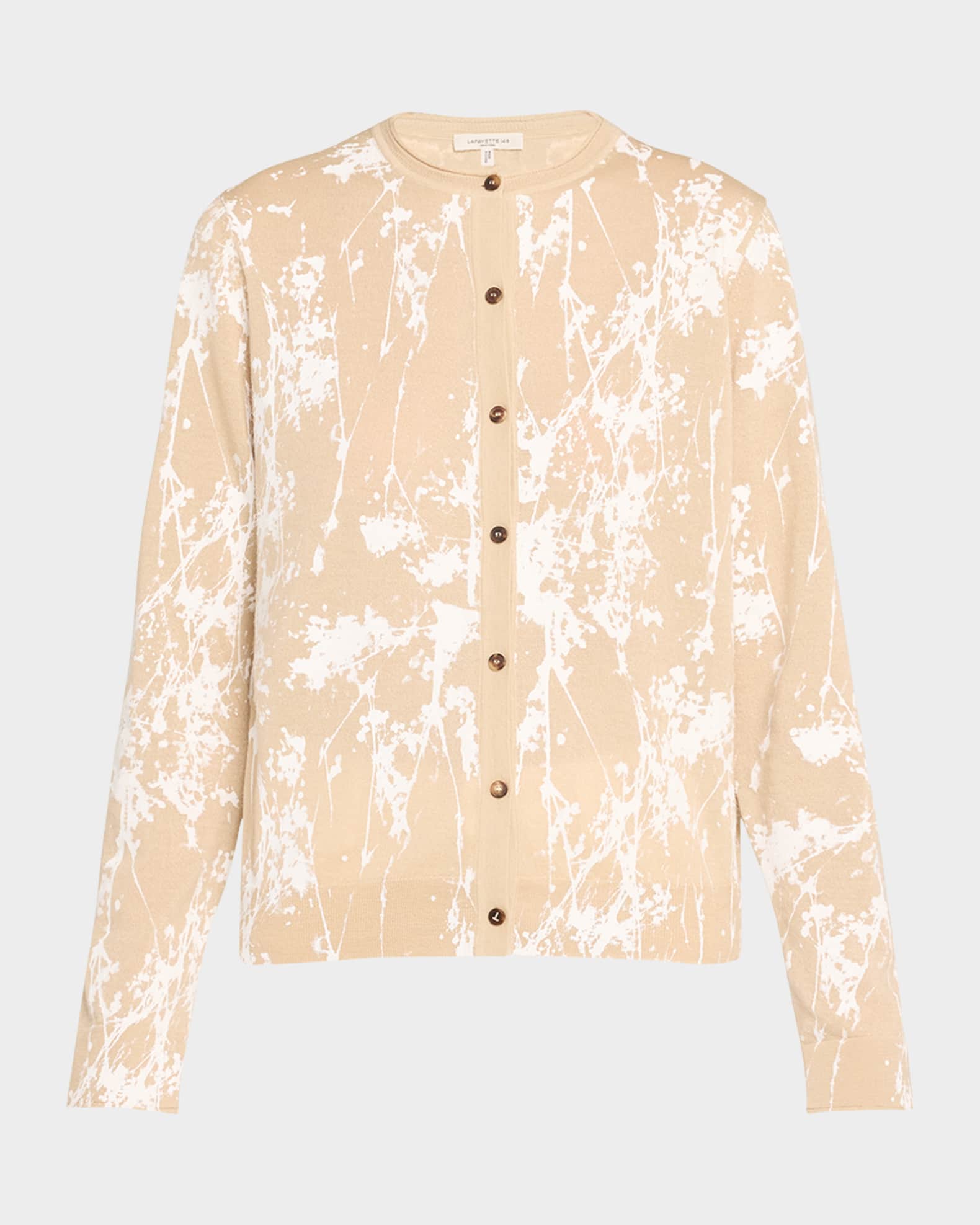 Lafayette 148 New York Shadow-Print Fine Gauge Cashmere Cardigan