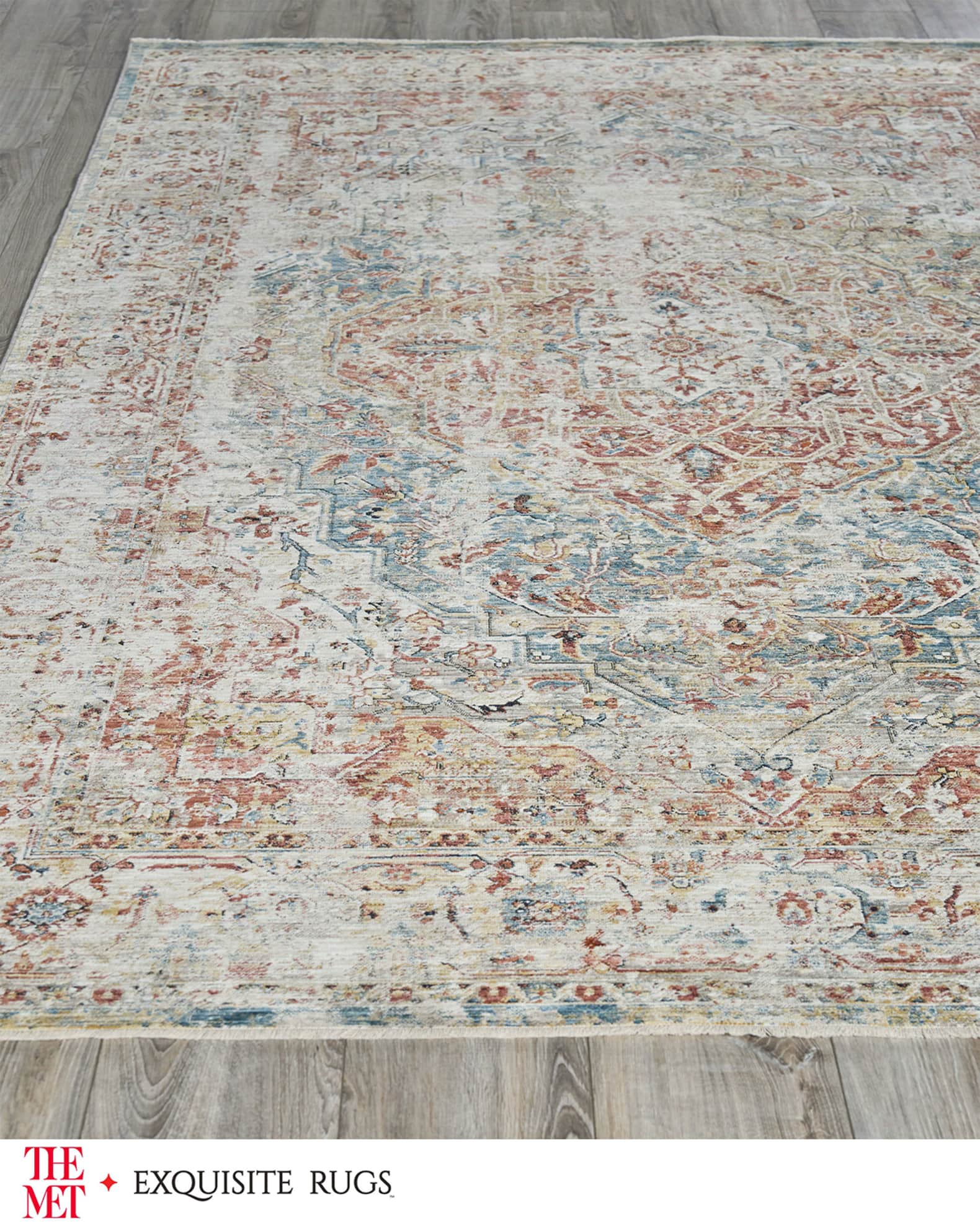 Antique Loom Rust & Light Blue Rug 1