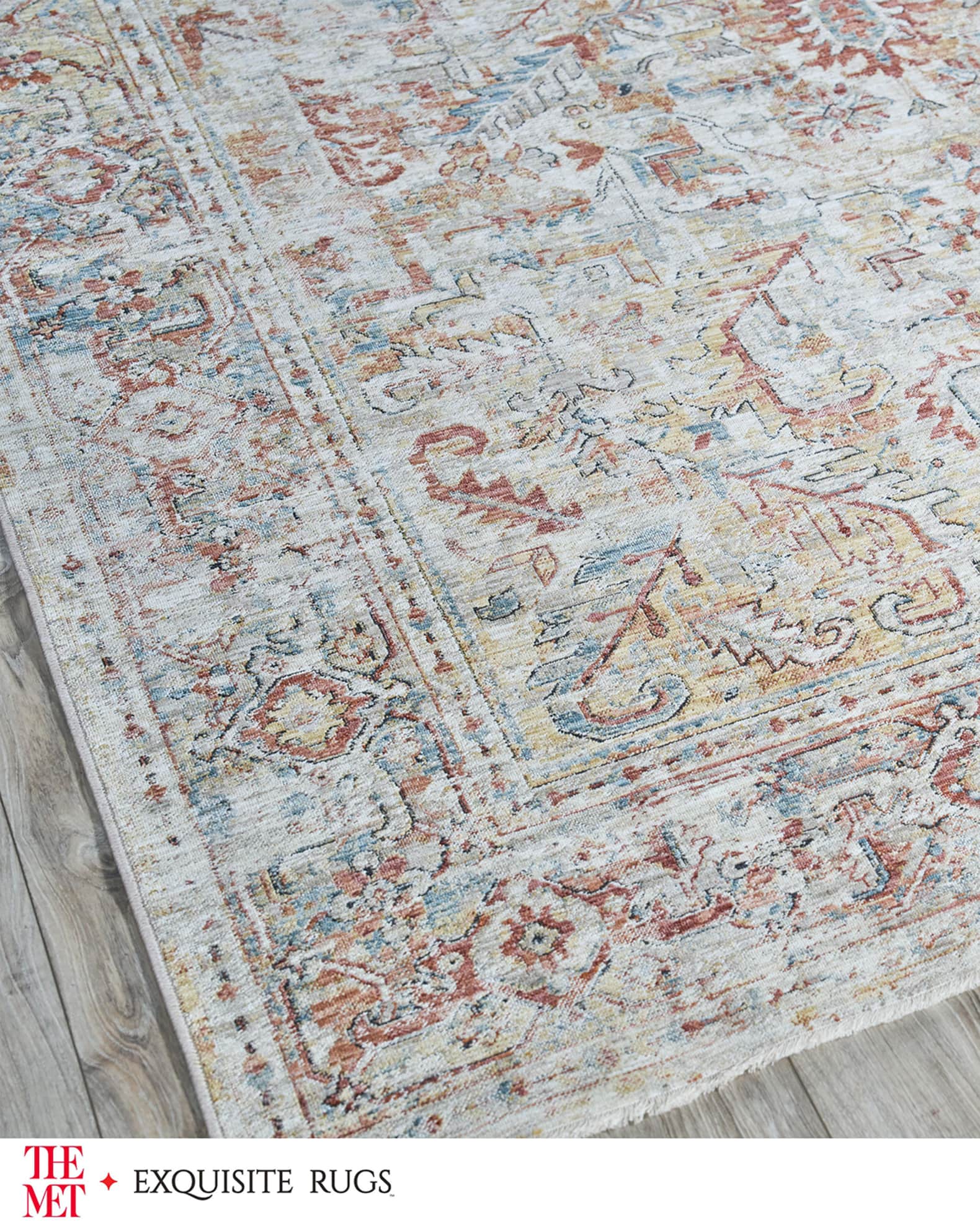 Antique-Loomed Cream and Rust Rug Collection | Neiman Marcus