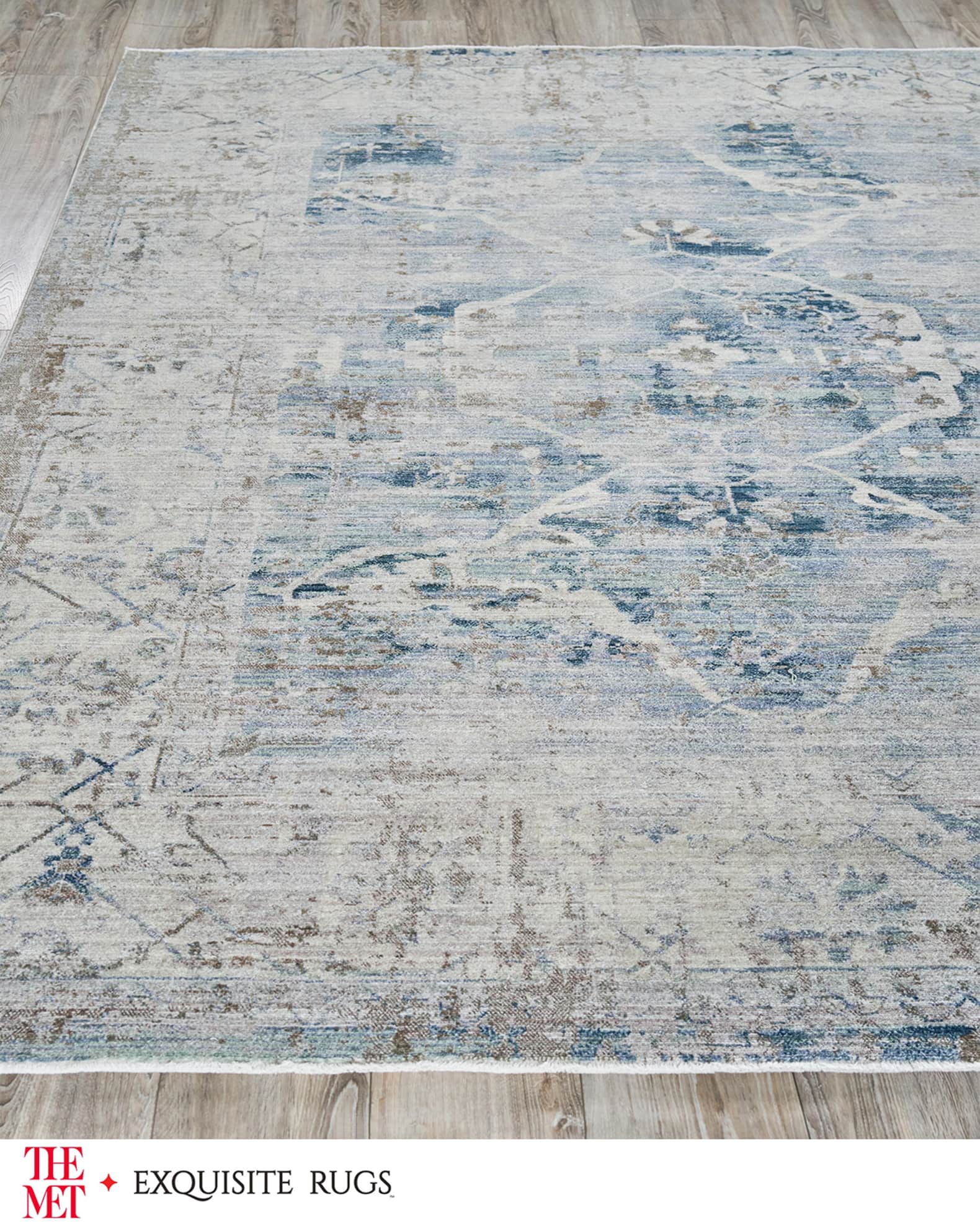 Vintage Loom Light Blue & Beige Rug 1