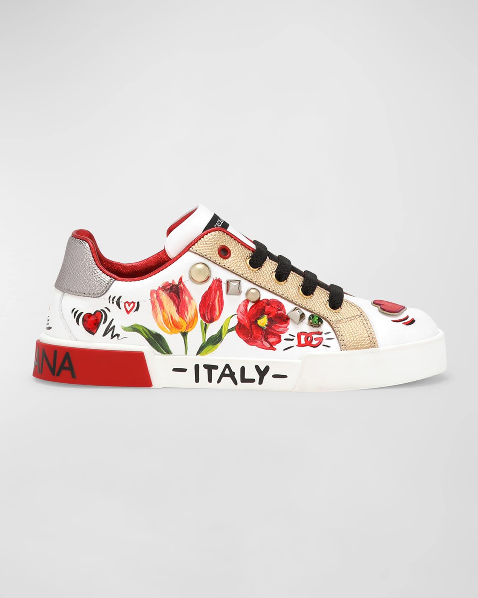 Girl's Bejeweled Logo-Print Leather Sneakers, Kids/Toddlers 0