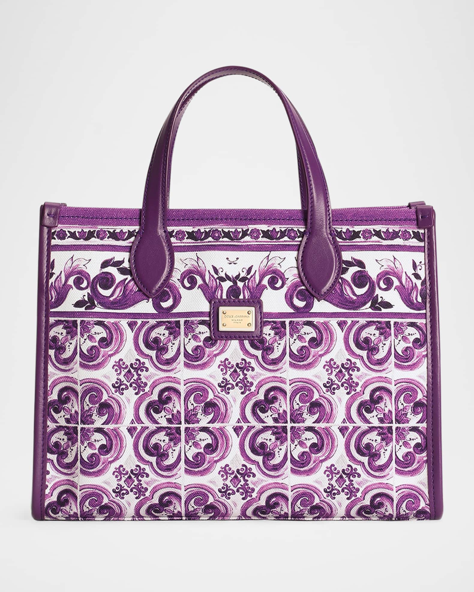 Dolce&Gabbana Girl's Canvas Majolica-Print Tote Bag | Neiman