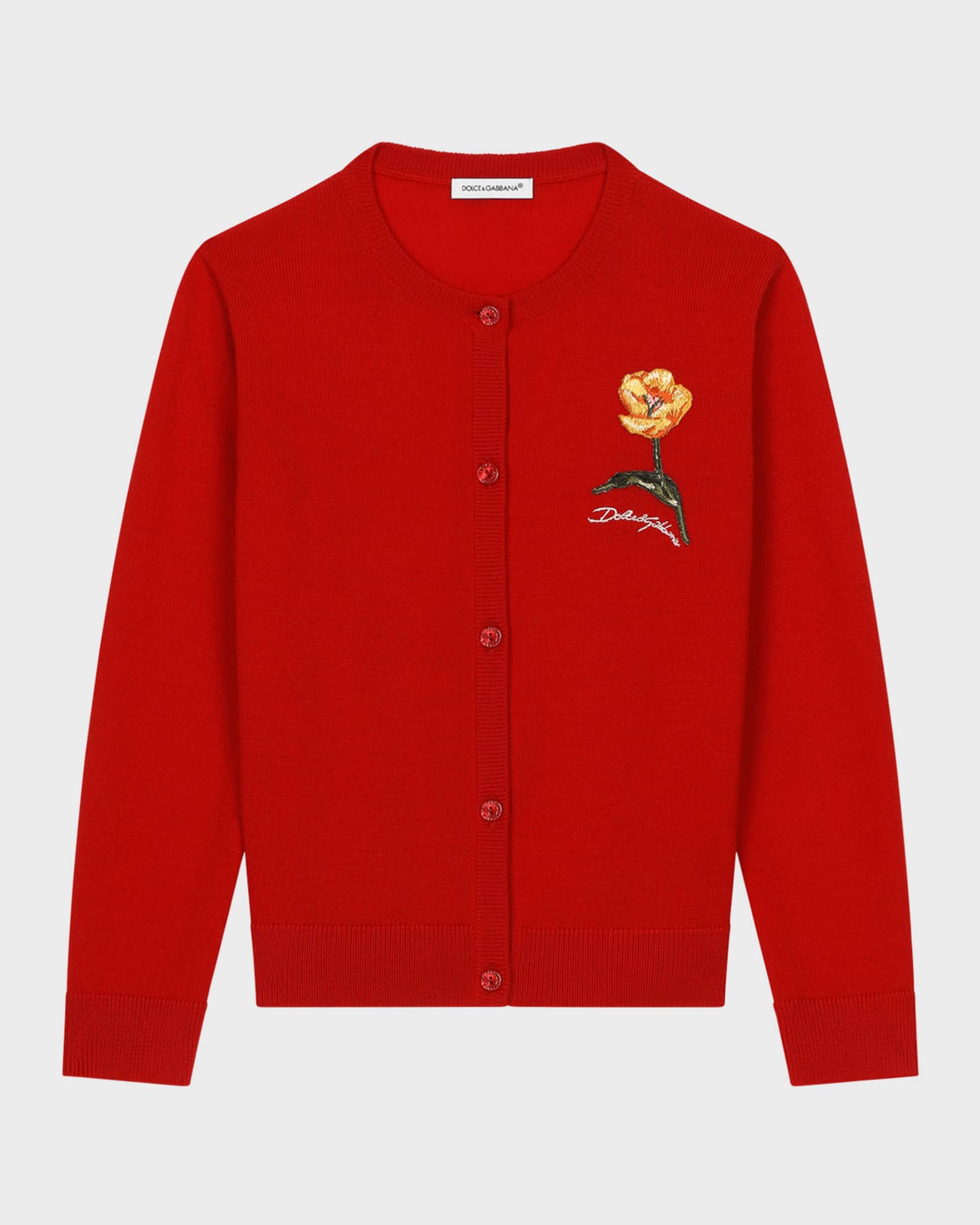 Girl's Shaved Flower Patch Logo-Print Cardigan 0