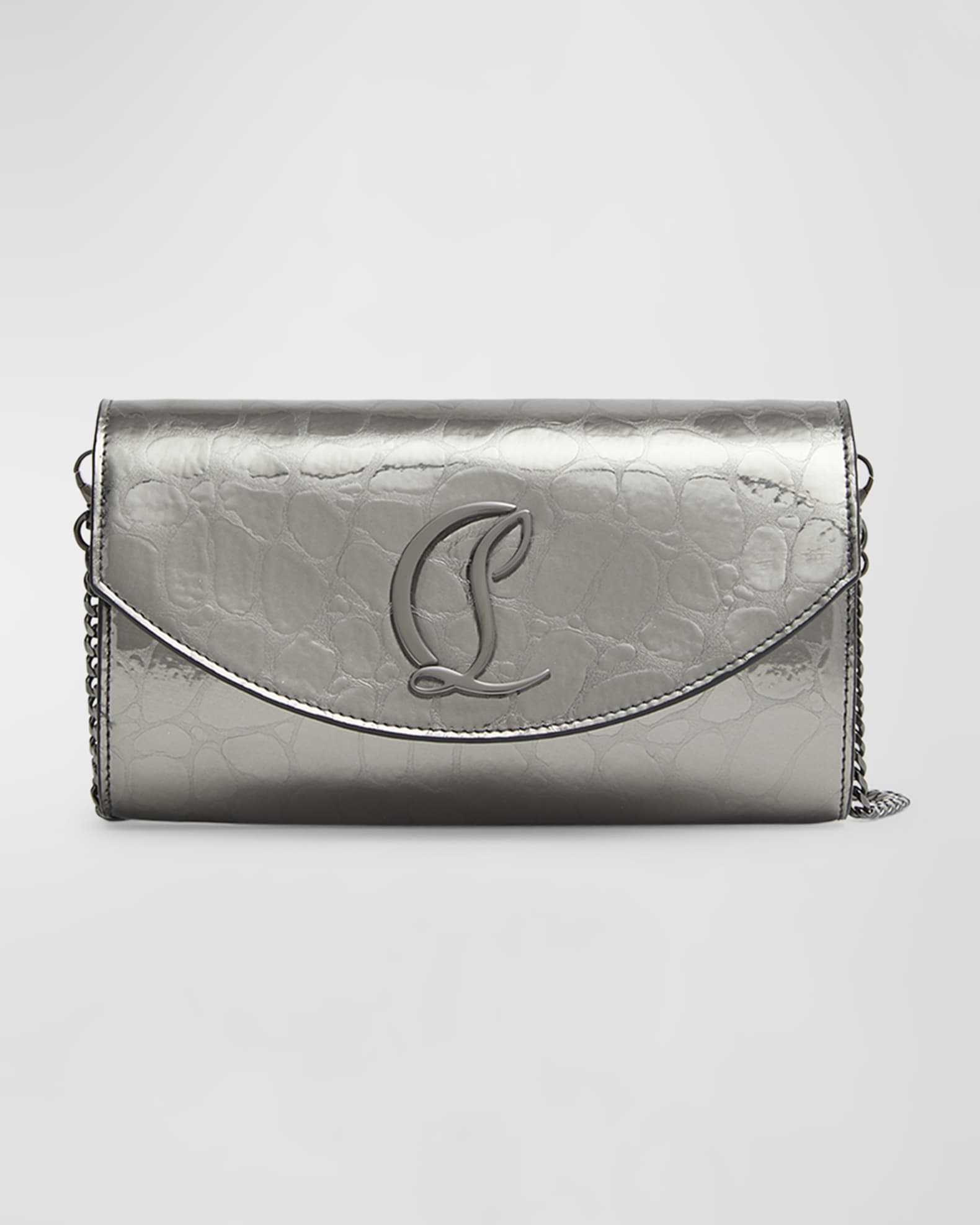 Christian Louboutin Loubi54 Wallet on Chain in Croc-Embossed Leather