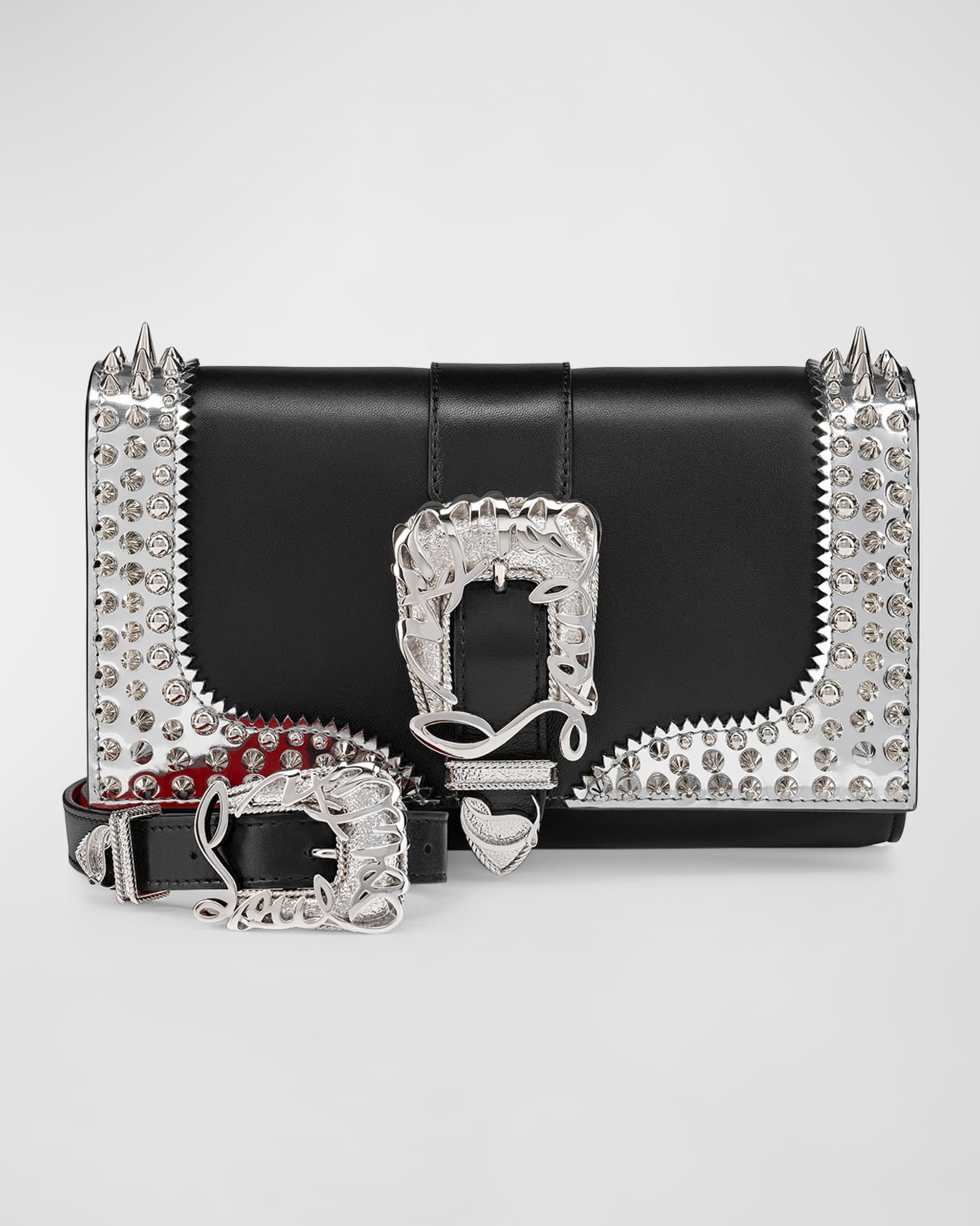 Giddy Paloma Buckle Spike Leather Clutch Bag 0