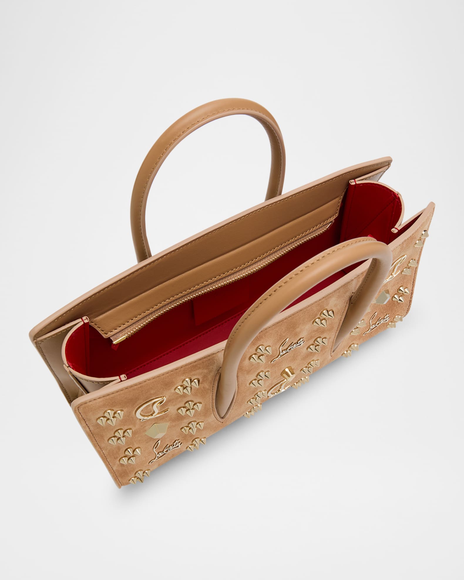 Christian Louboutin Paloma Loubinthesky Spike Suede Top-Handle Bag