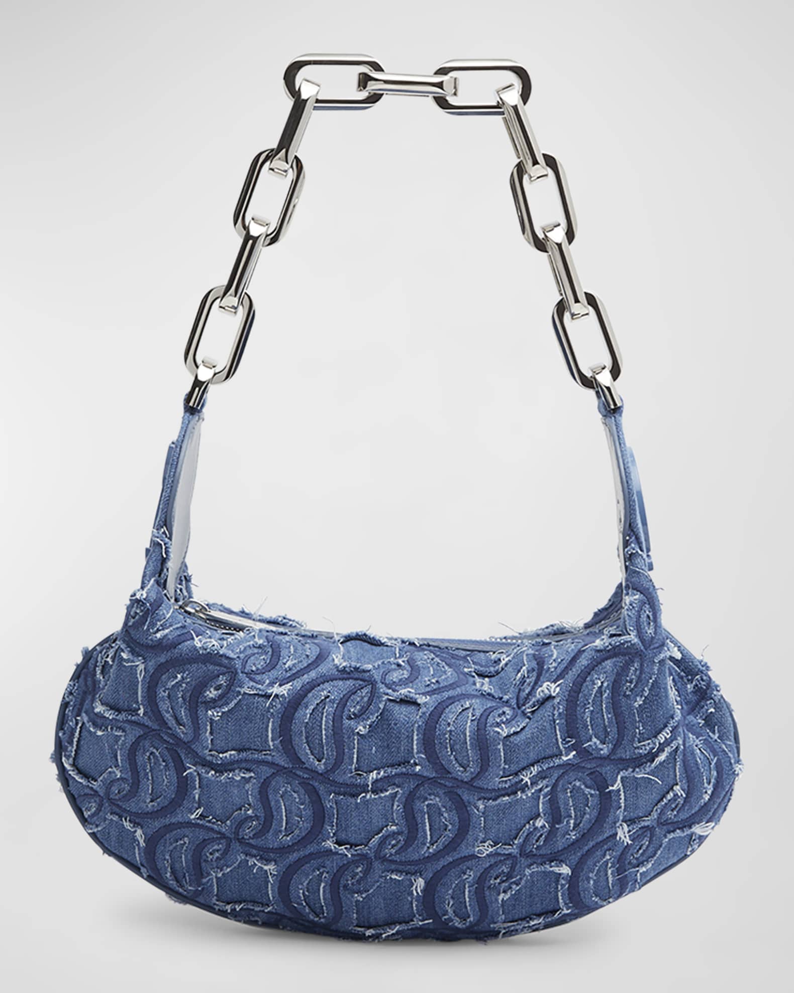 Christian Louboutin Le 54 CL Embroidered Denim Shoulder Bag