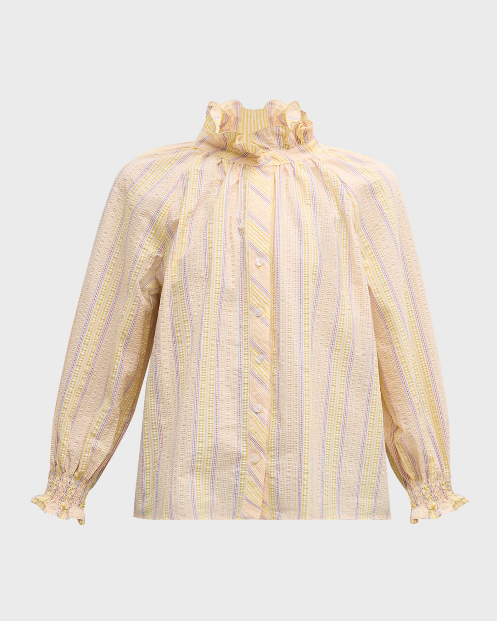 Frilly Seersucker Striped Top