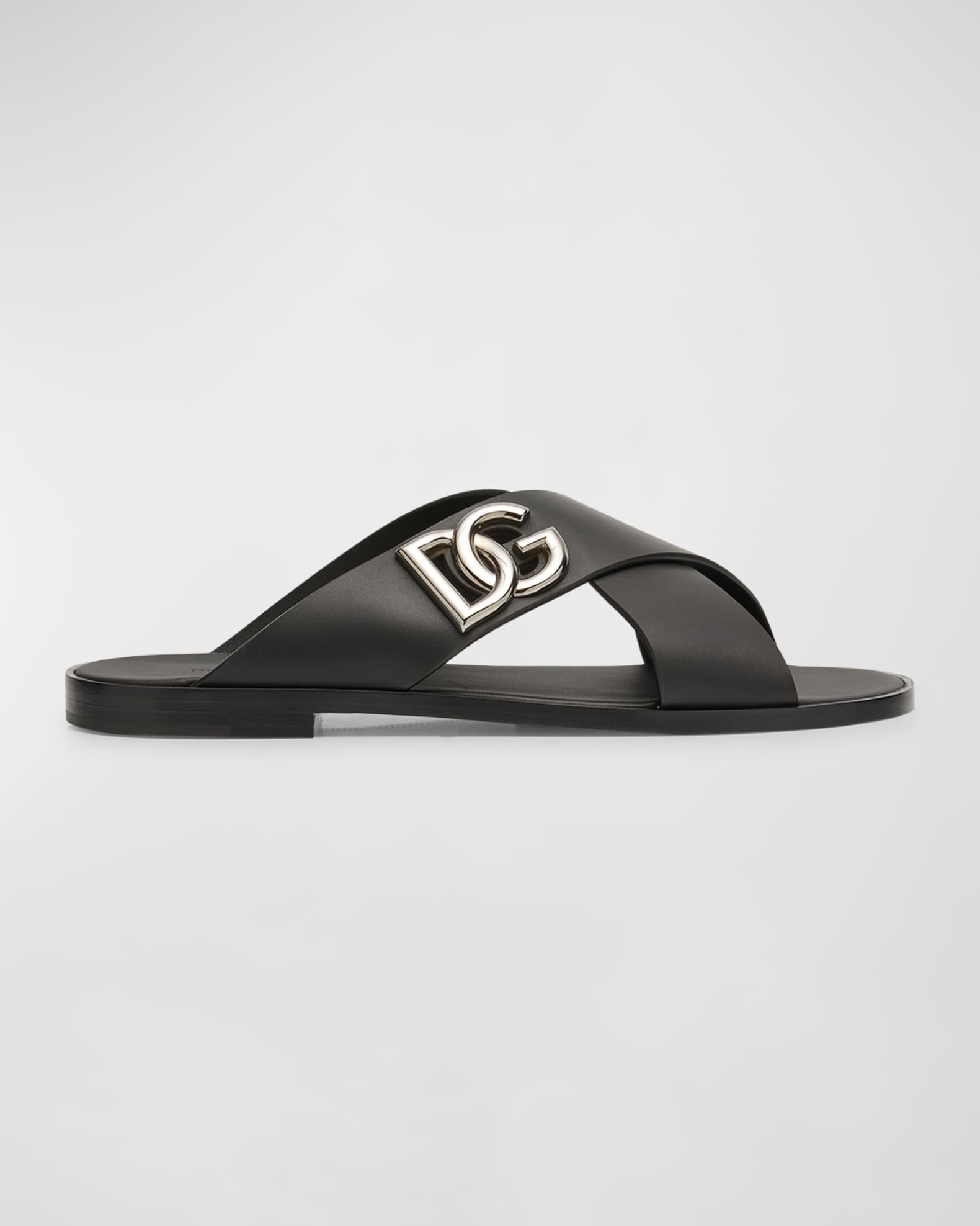 Dolce Gabbana Men s DG Crisscross Leather Slide Sandals Neiman Marcus