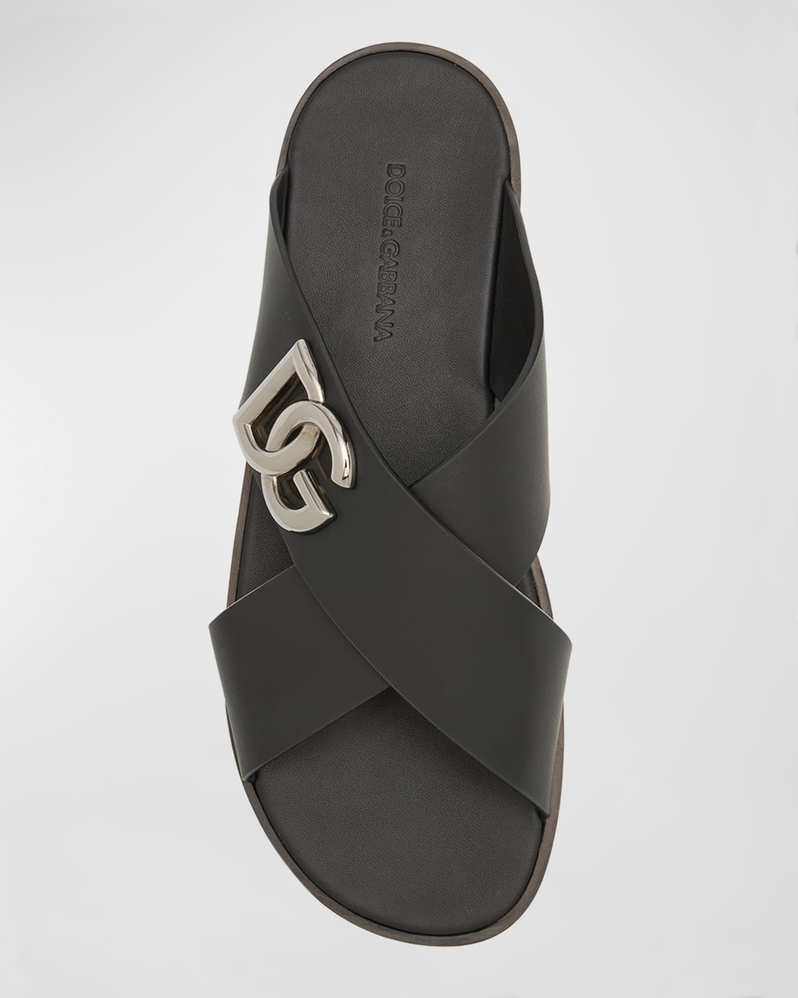 Dolce Gabbana Men s DG Crisscross Leather Slide Sandals Neiman Marcus