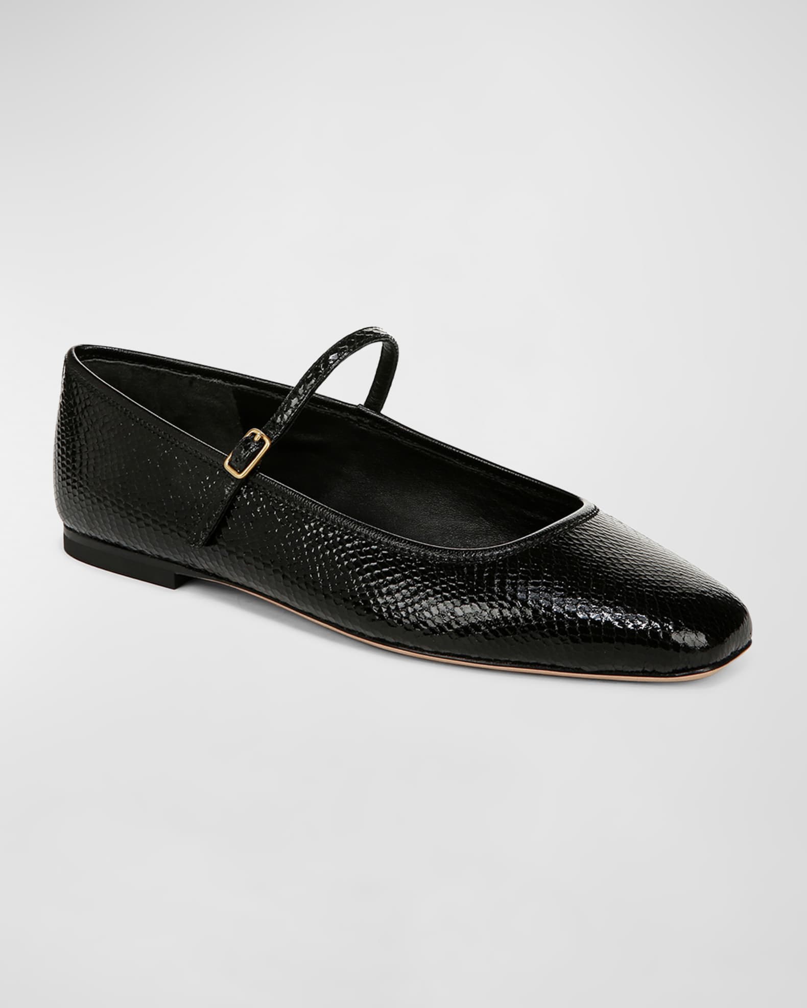 Ellie Snake-Embossed Mary Jane Ballerina Flats 1
