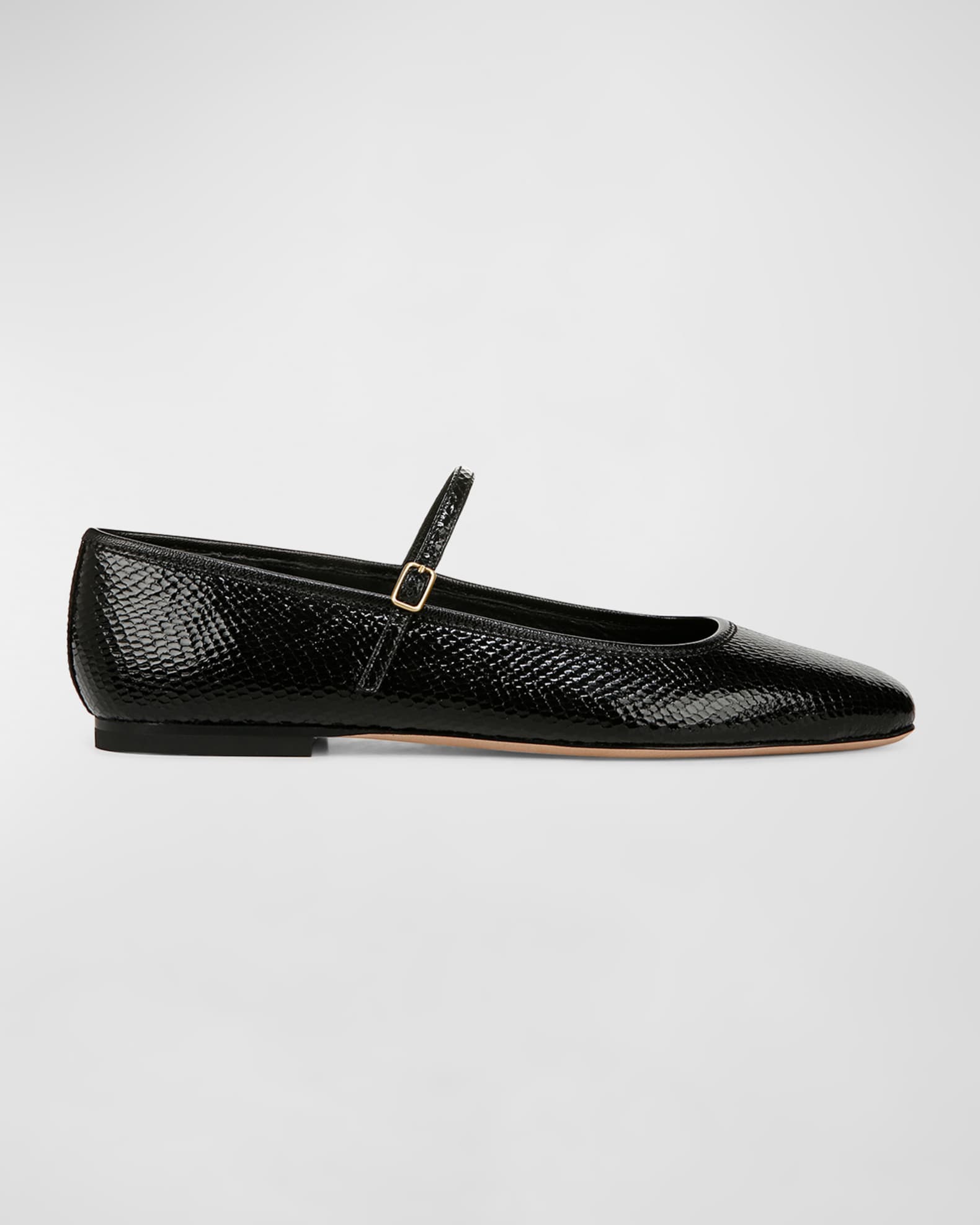 Ellie Snake-Embossed Mary Jane Ballerina Flats 0