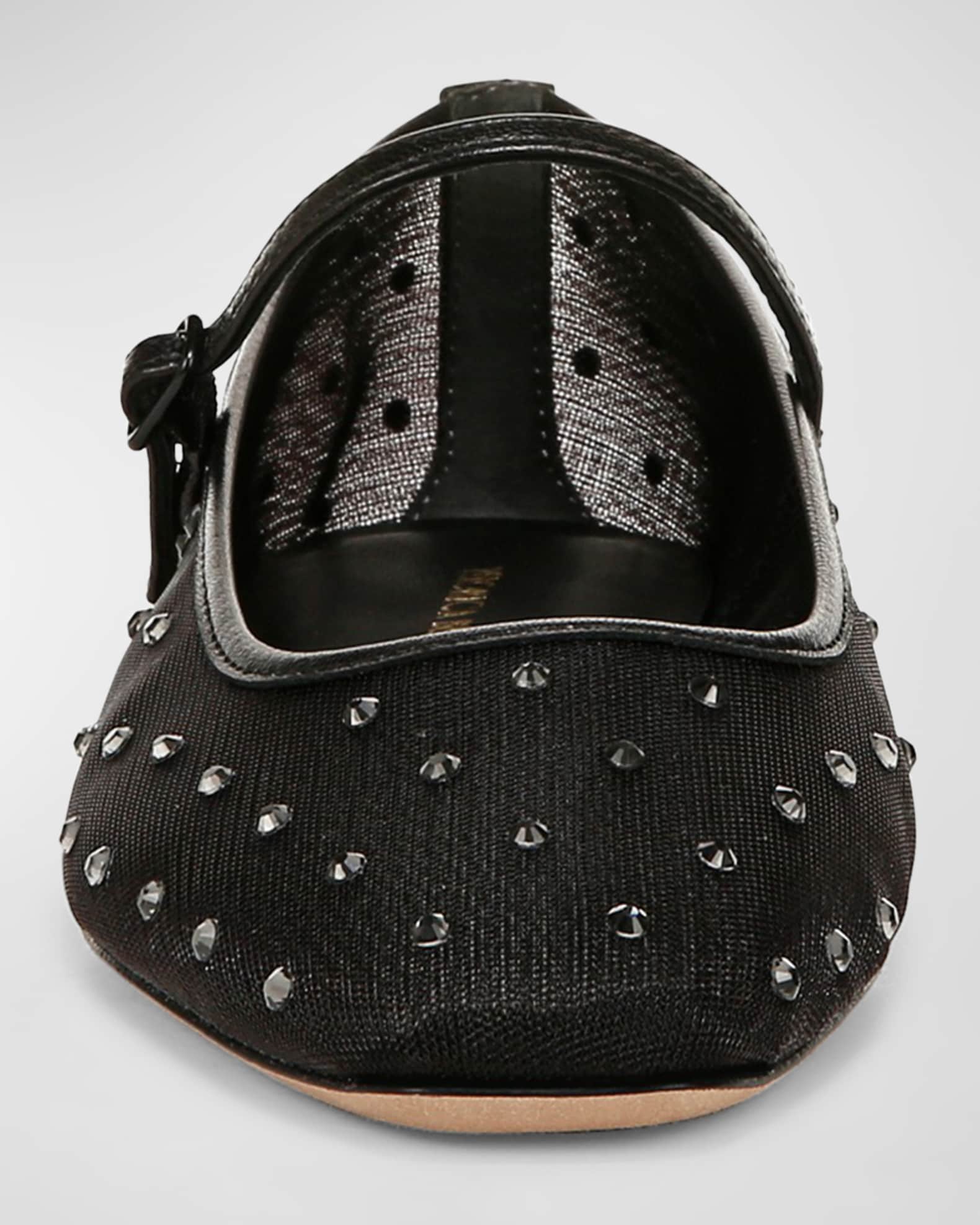 Veronica Beard Ellie Crystal Mesh Mary Jane Ballerina Flats Neiman Marcus