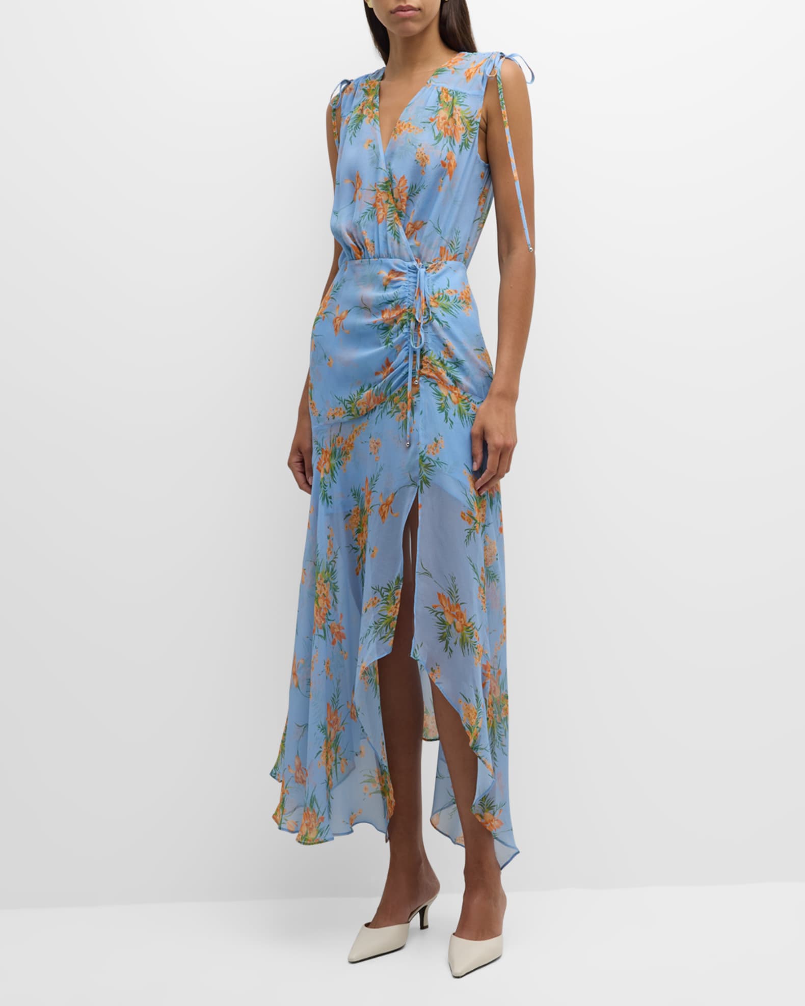 Balenciaga floral-print sleeveless dress - Blue