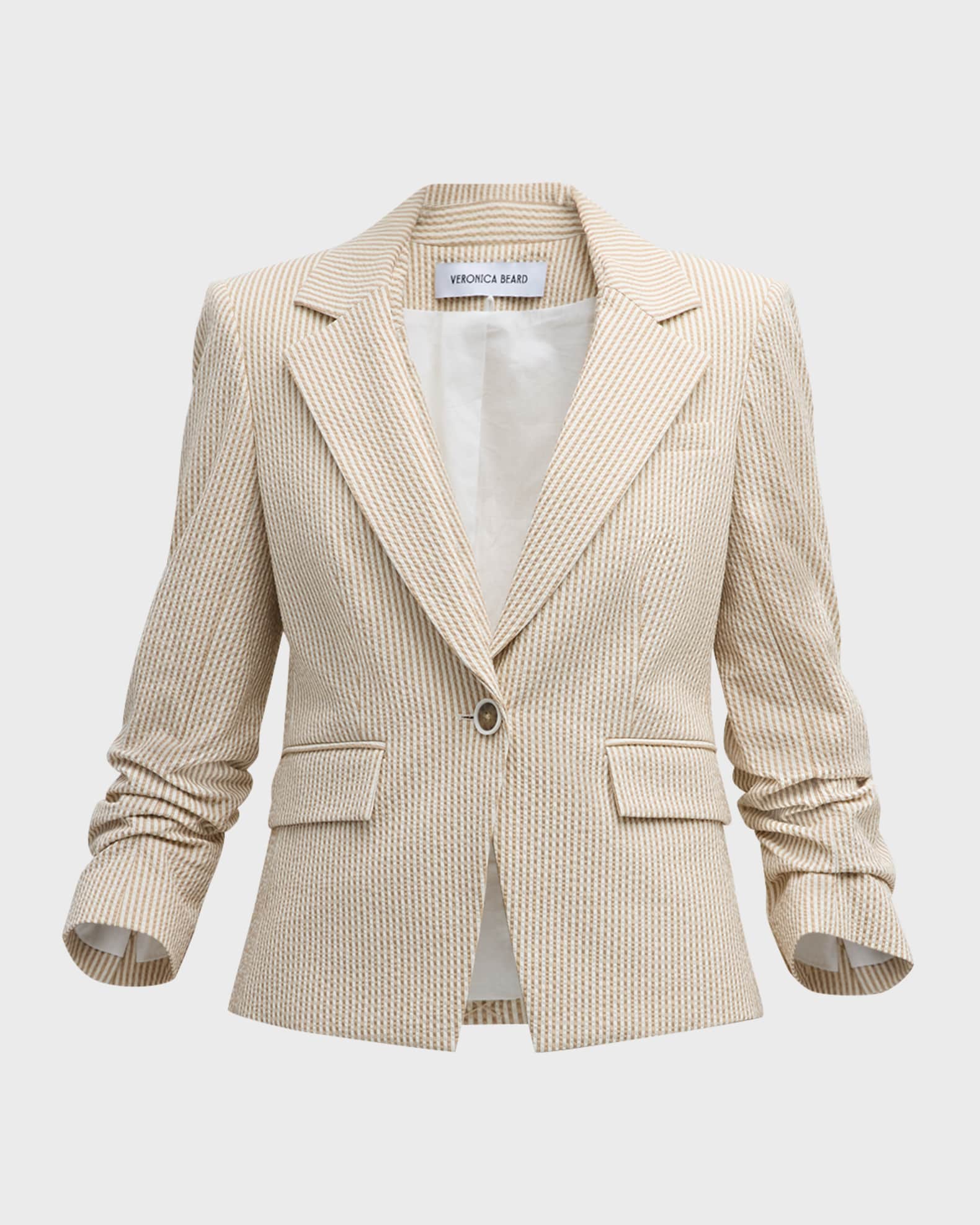Veronica Beard Women s Aaliyah Dickey Jacket Brown Size 8 Khaki White