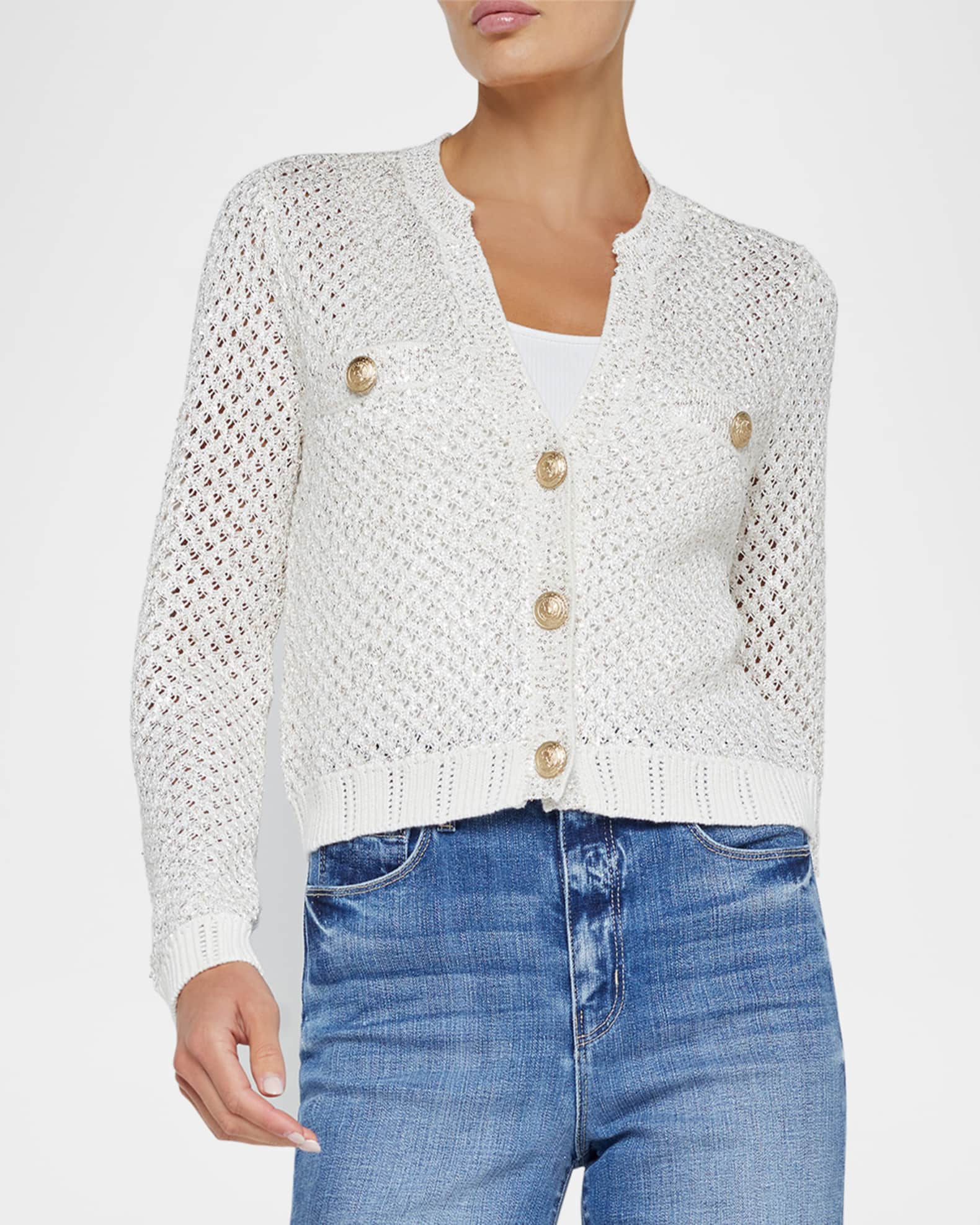L'Agence Blanca Sequin Cardi Lemon Sorbet main image 0