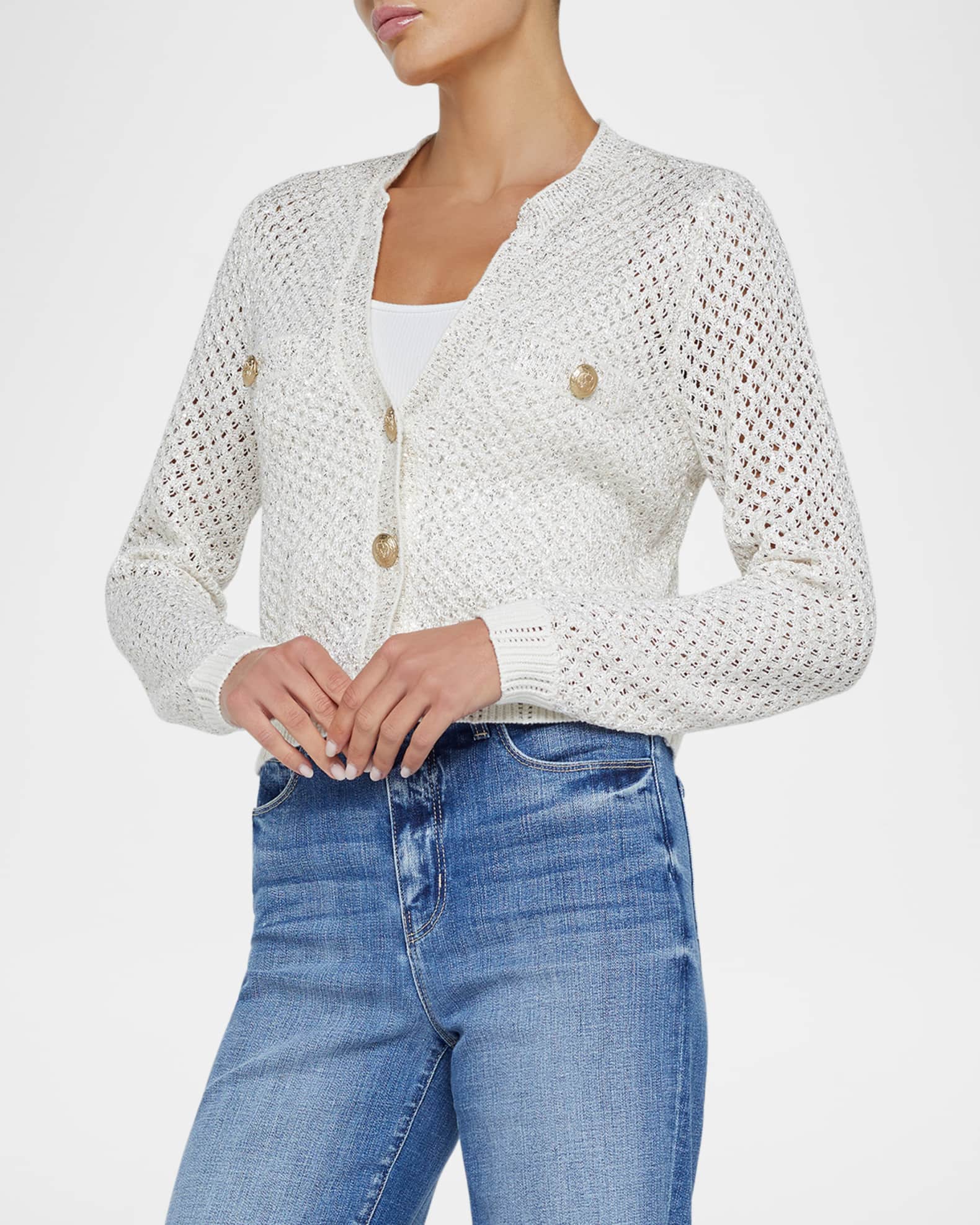 L'Agence Blanca Sequin Cardigan Adobe Rose main image 1