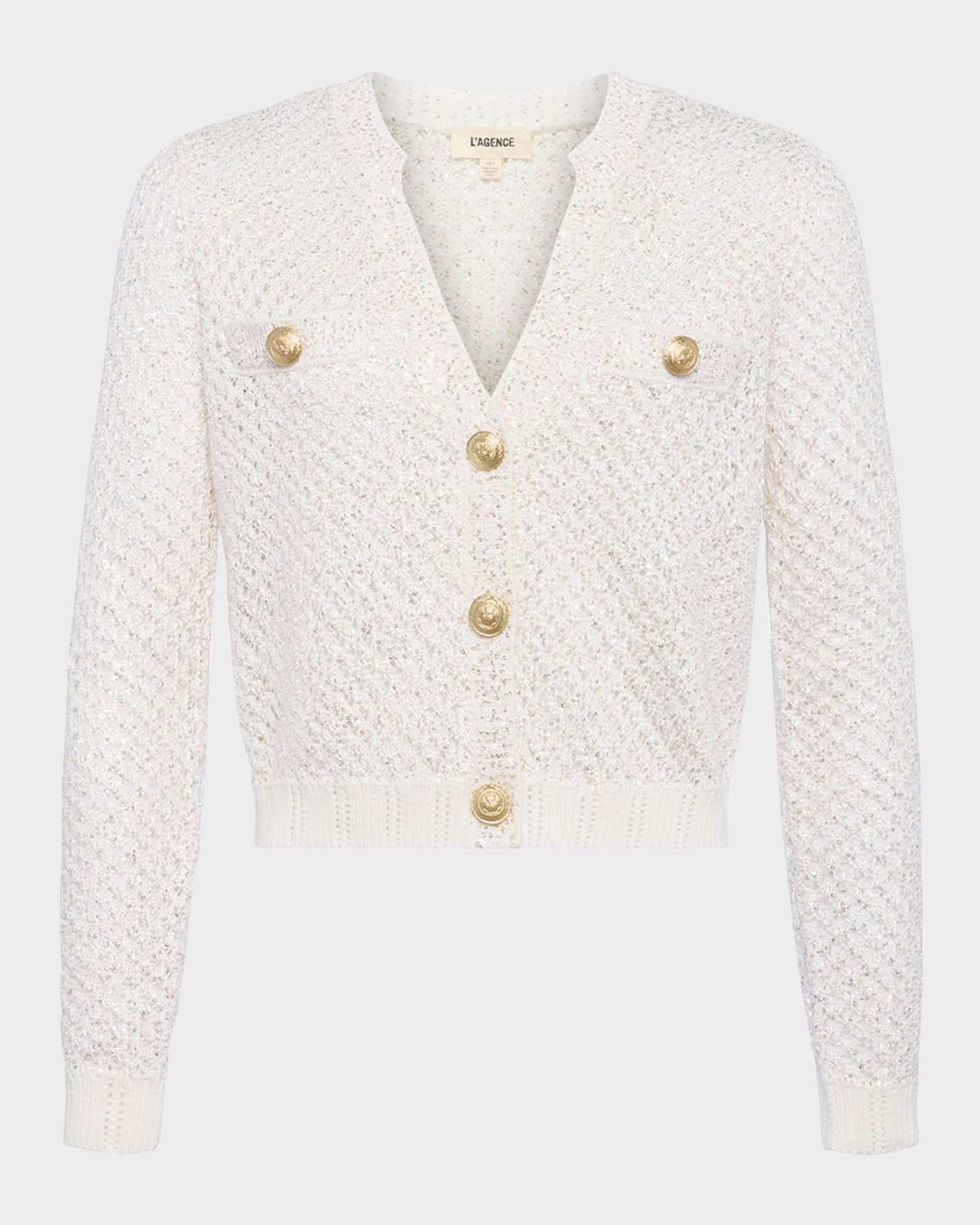 Blanca Sequined Cropped Cardigan  0