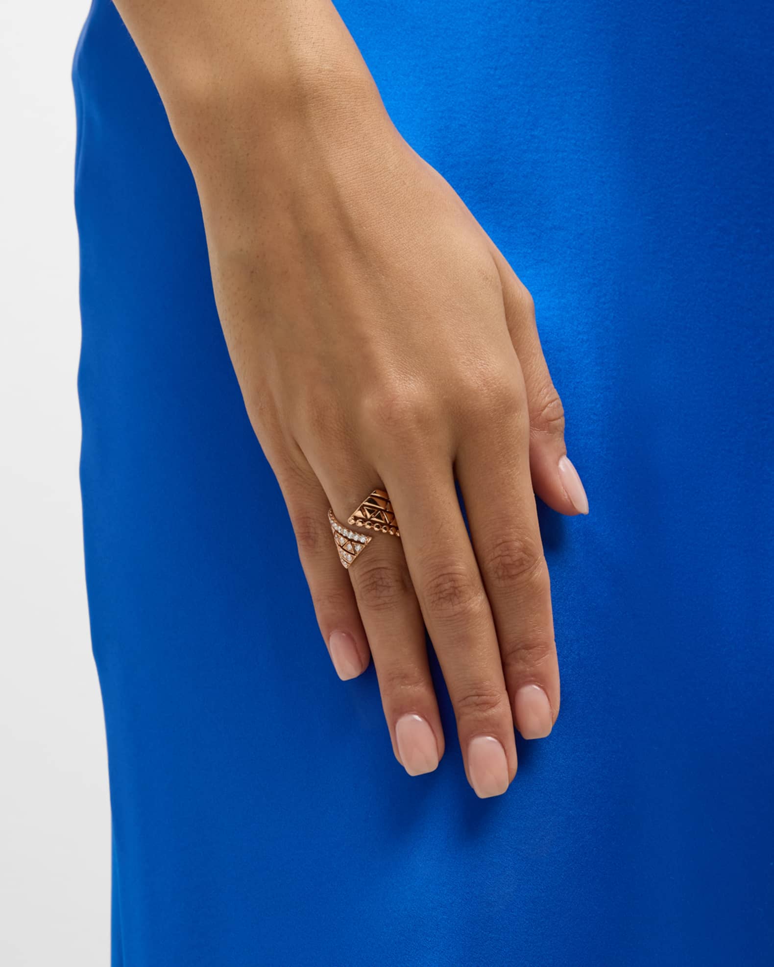 18K Pink Gold Ring with Diamonds, Size 6.5 1