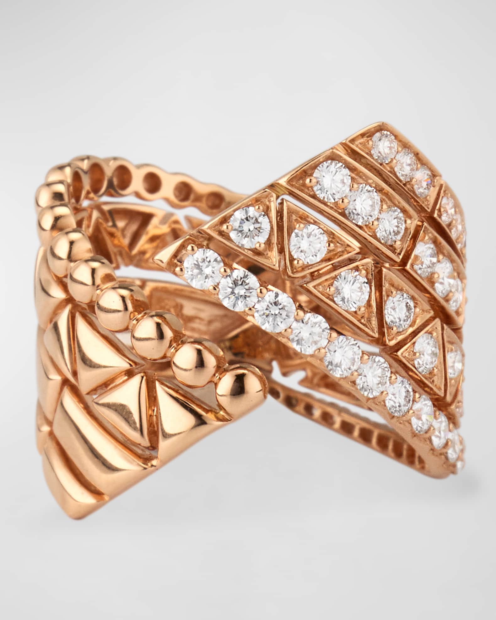 18K Pink Gold Ring with Diamonds, Size 6.5 0