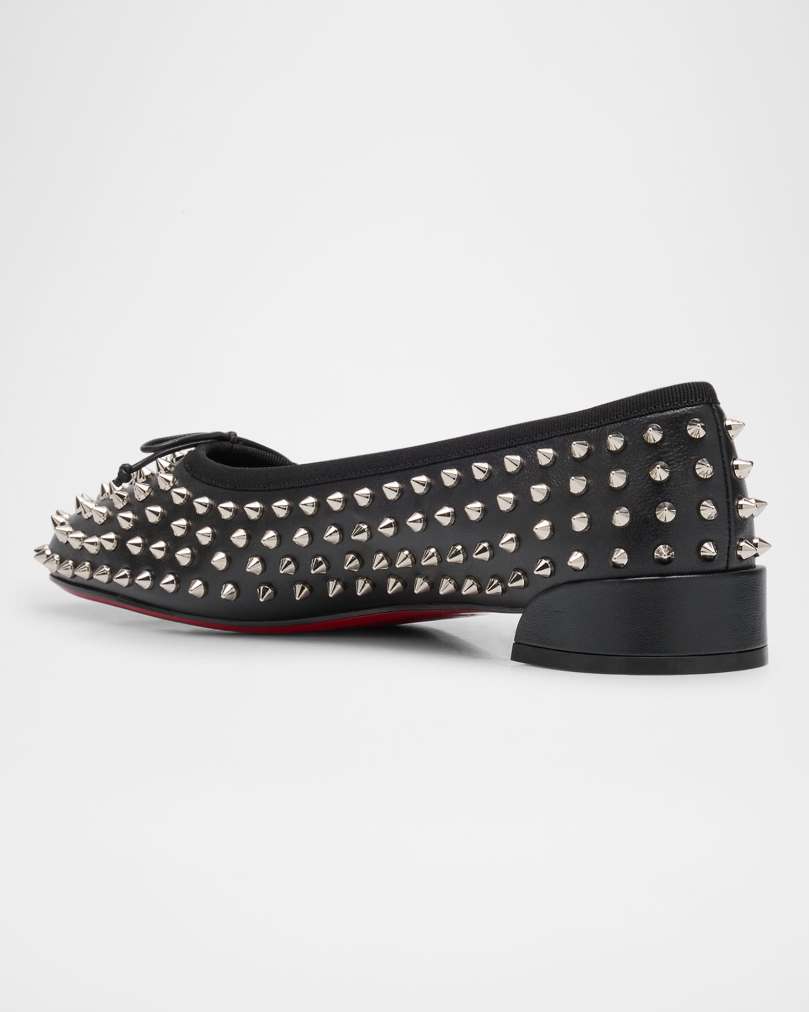 Christian Louboutin Sweetie Jane Spikes Leather Red Sole Flats Neiman Marcus