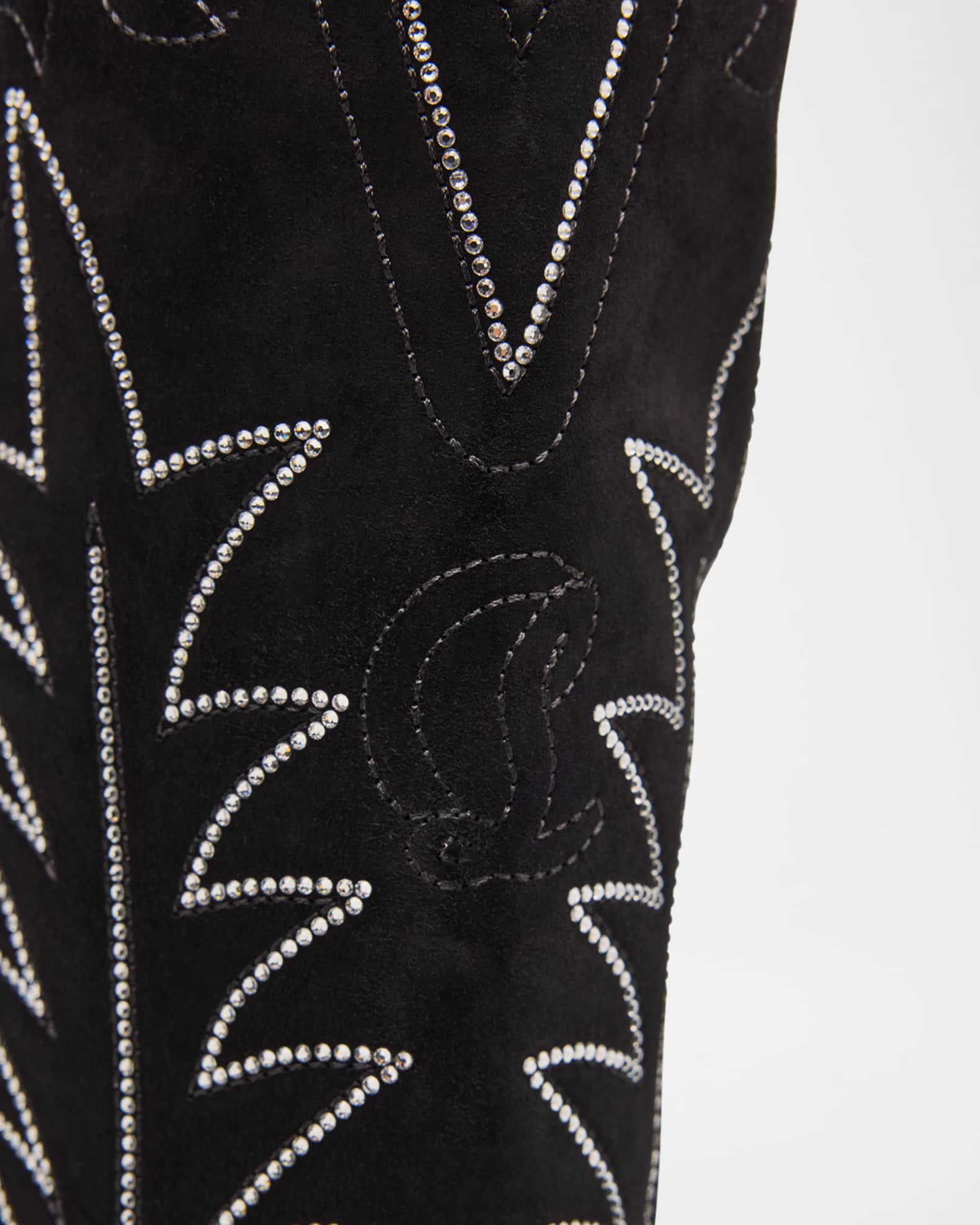 Christian Louboutin Santia Suede Strass Knee-High Red Sole