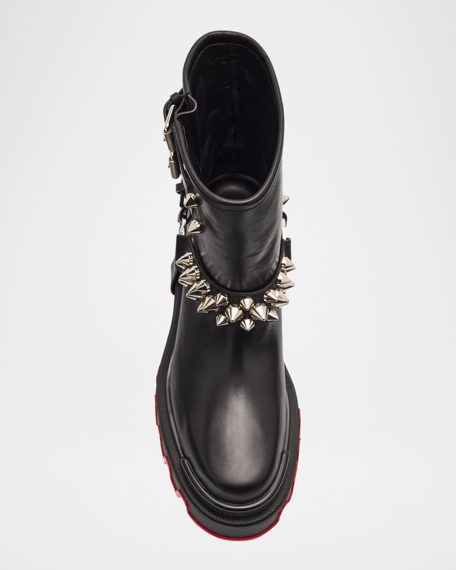 Christian Louboutin Dune Spike Harness Red Sole Biker Booties Neiman Marcus