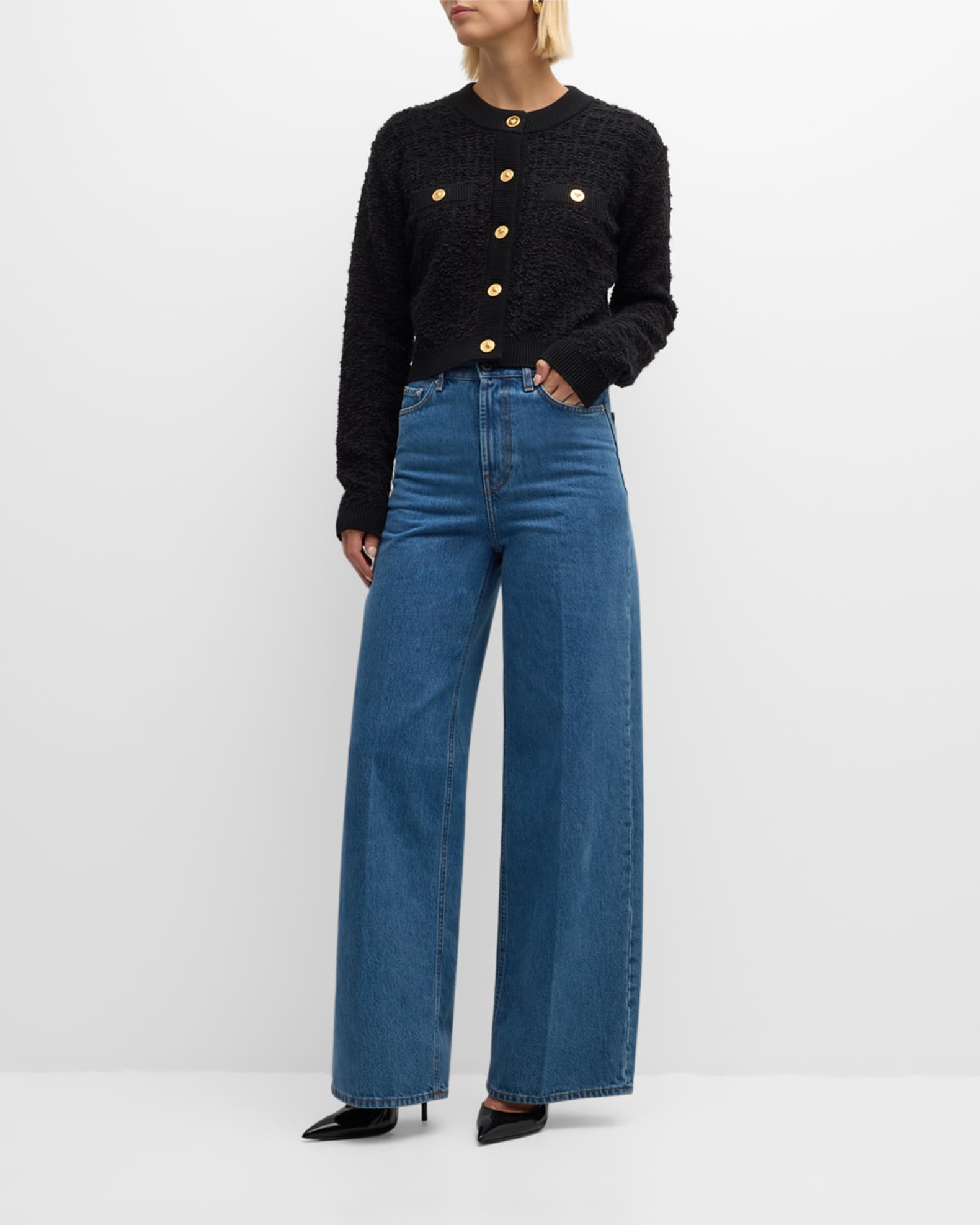 Versace Tweed Knit Cardigan | Neiman Marcus