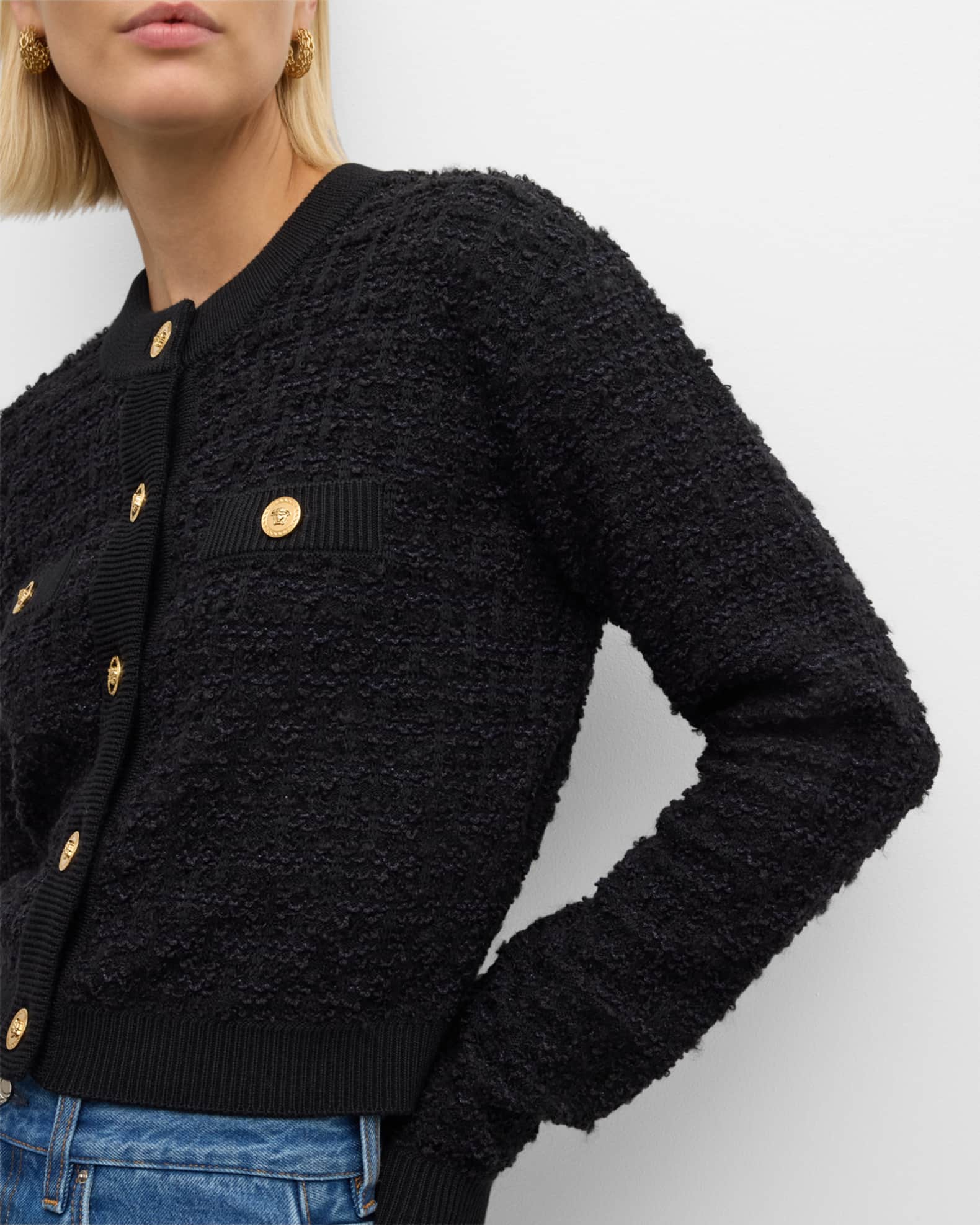 Versace Tweed Knit Cardigan | Neiman Marcus
