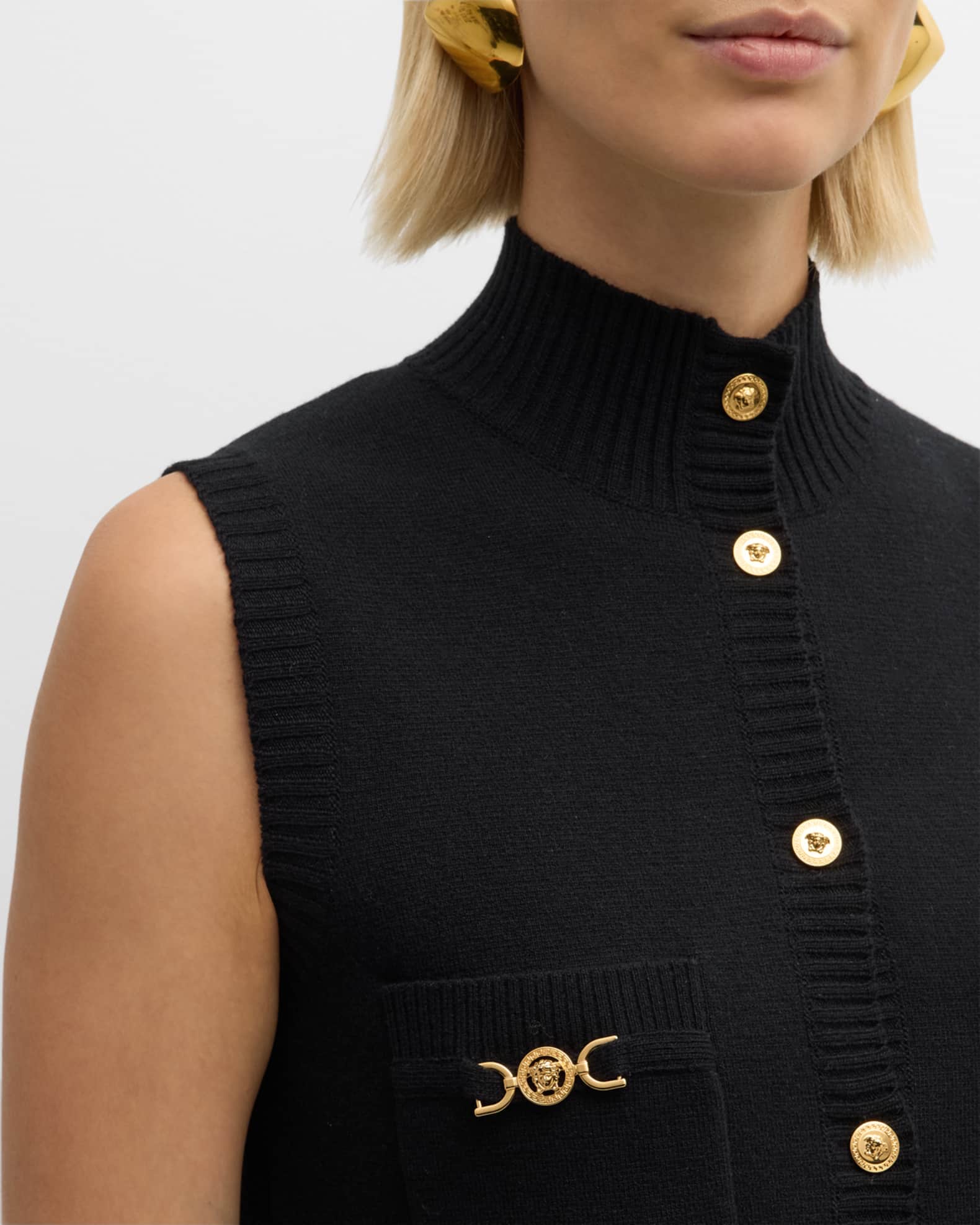 medusa accent knit dress Versace Black Knit Medusa Dress Versace