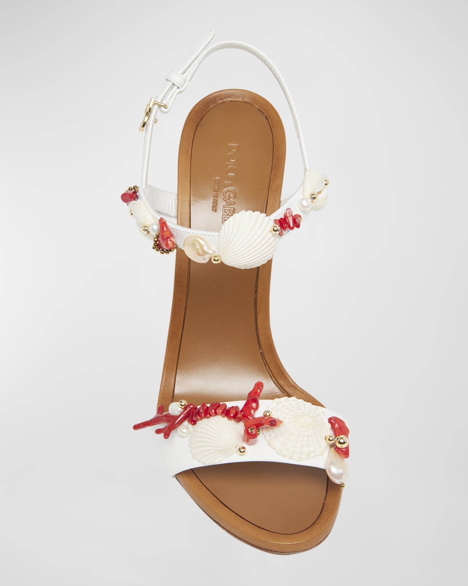 Dolce&Gabbana Keira Coral Beaded AnkleStrap Sandals Neiman Marcus