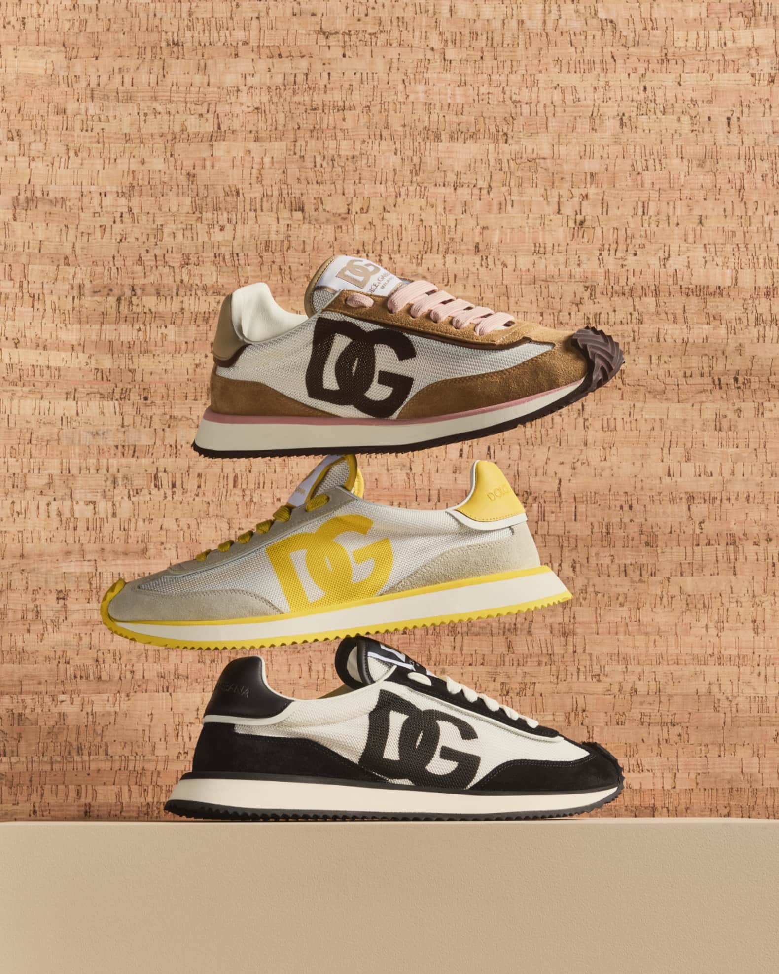 【SALE】DG CUSHION ミックスマテリアル スニーカー Dolce&Gabbana Mixed-Material DG Cushion Sneakers | Neiman Marcus