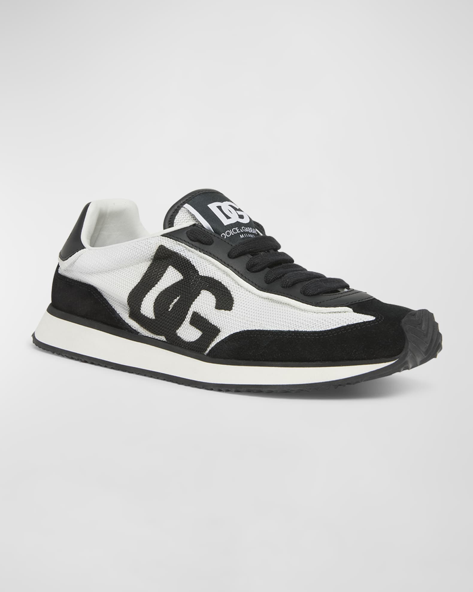 Dolce&Gabbana Mixed-Material DG Cushion Sneakers | Neiman Marcus